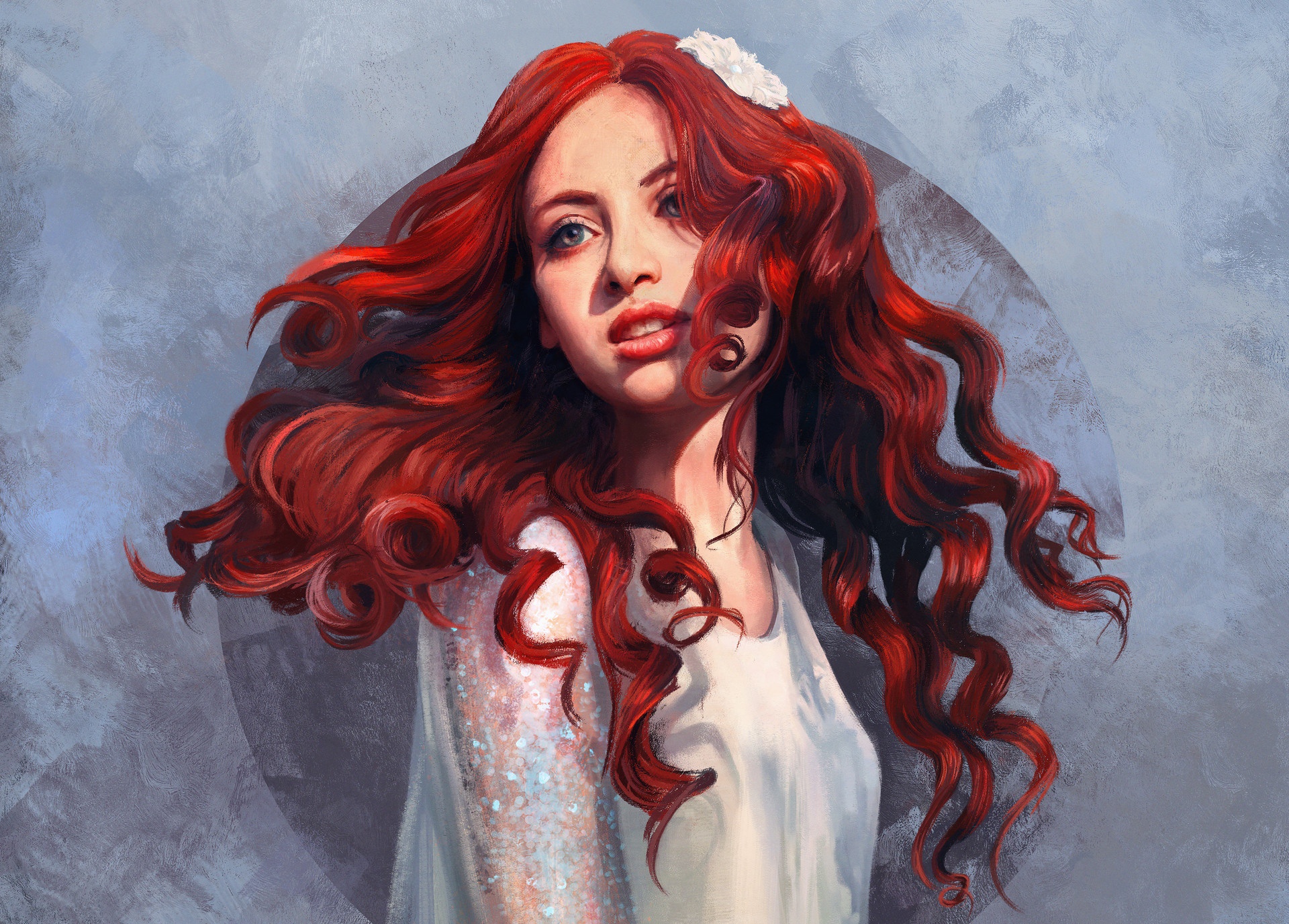 無料モバイル壁紙赤毛, 芸術的, 女性, 長い髪, 口紅をダウンロードします。