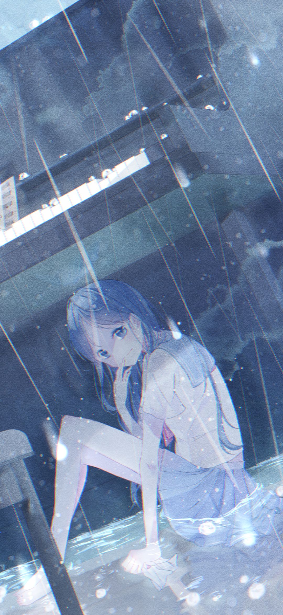 Handy-Wallpaper Wasser, Regen, Klavier, Original, Animes kostenlos herunterladen.
