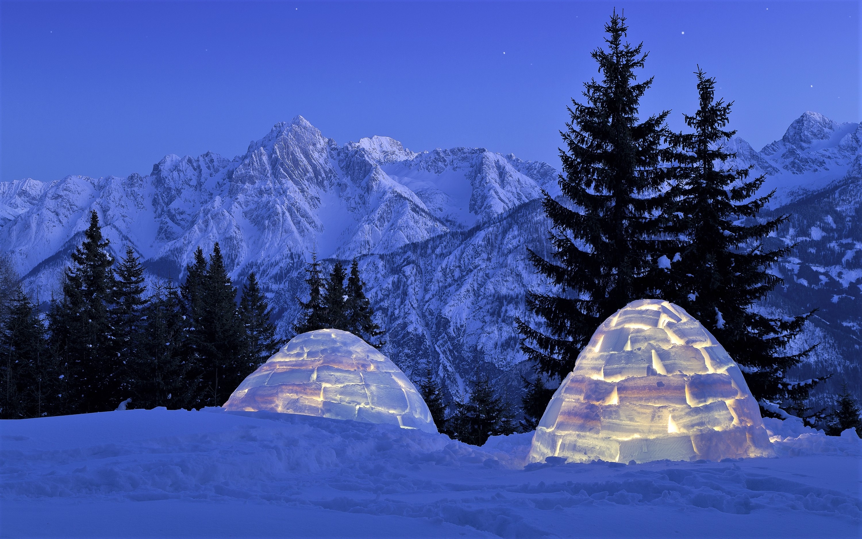 man made, igloo, mountain, snow, winter