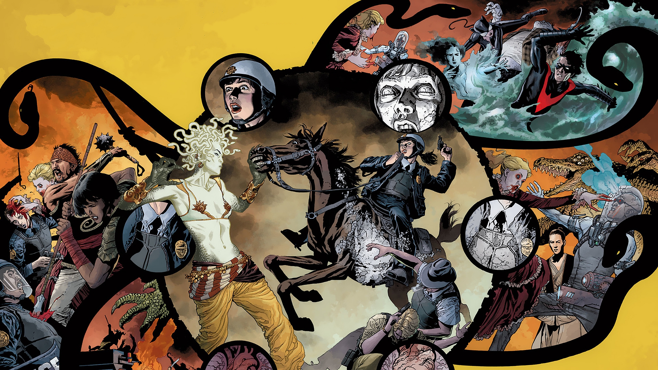 Free download wallpaper Collage, Comics, Nightwing, Medusa, Mr Freeze (Dc Comics) on your PC desktop