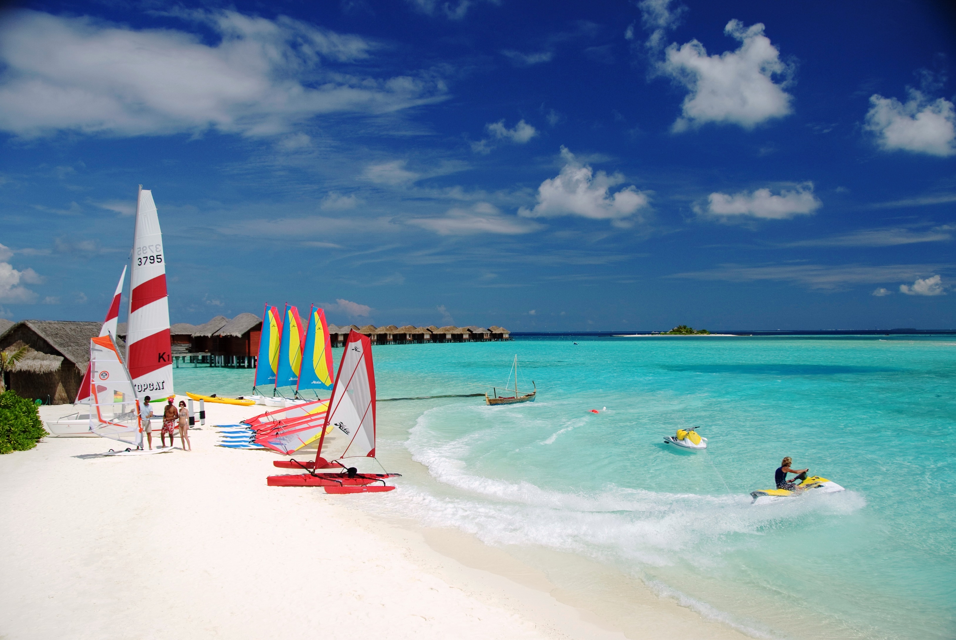 beach, tropics, nature, yachts, maldives desktop HD wallpaper