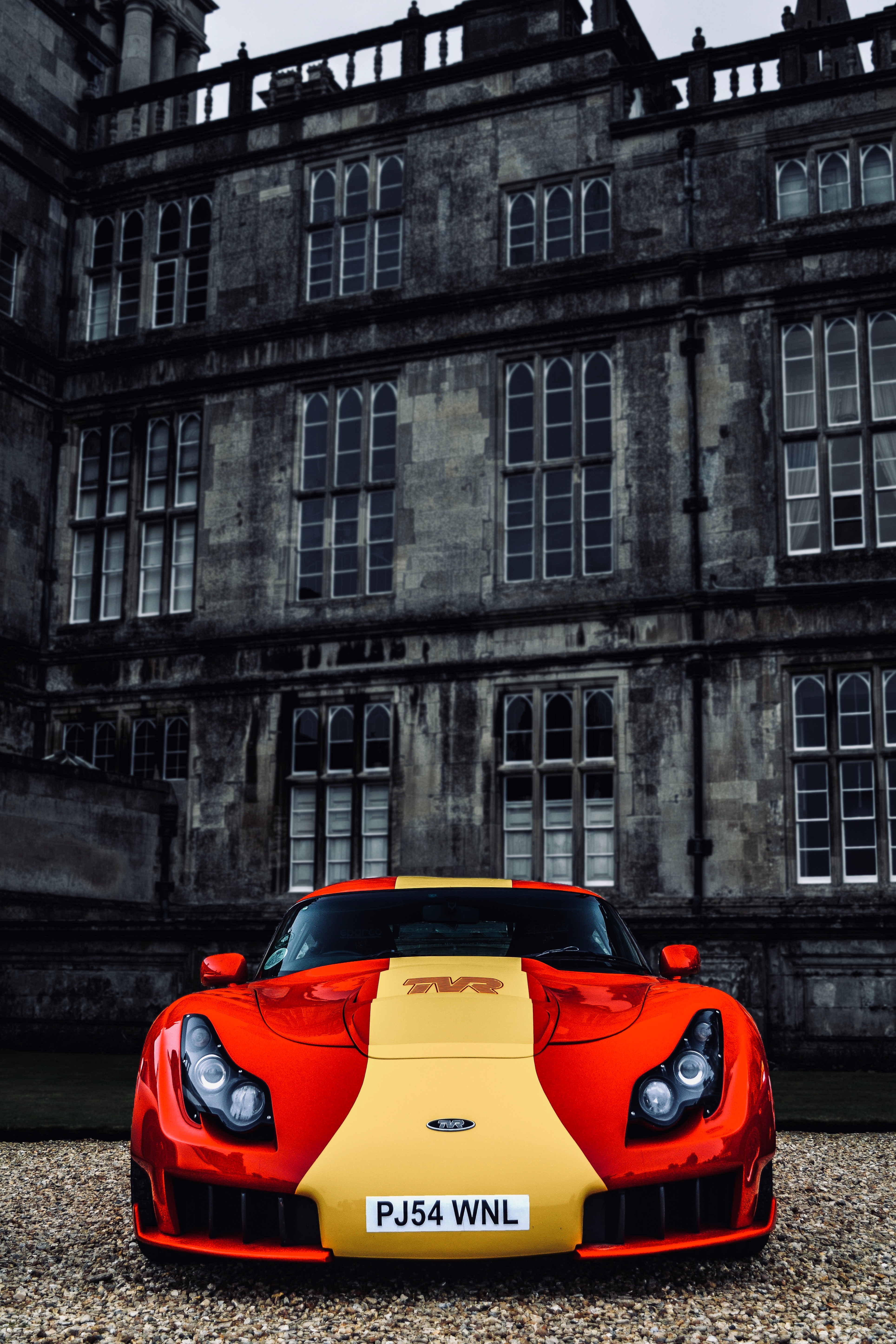 front view, cars, sports, yellow, red, car, machine, sports car, tvr sagaris HD wallpaper