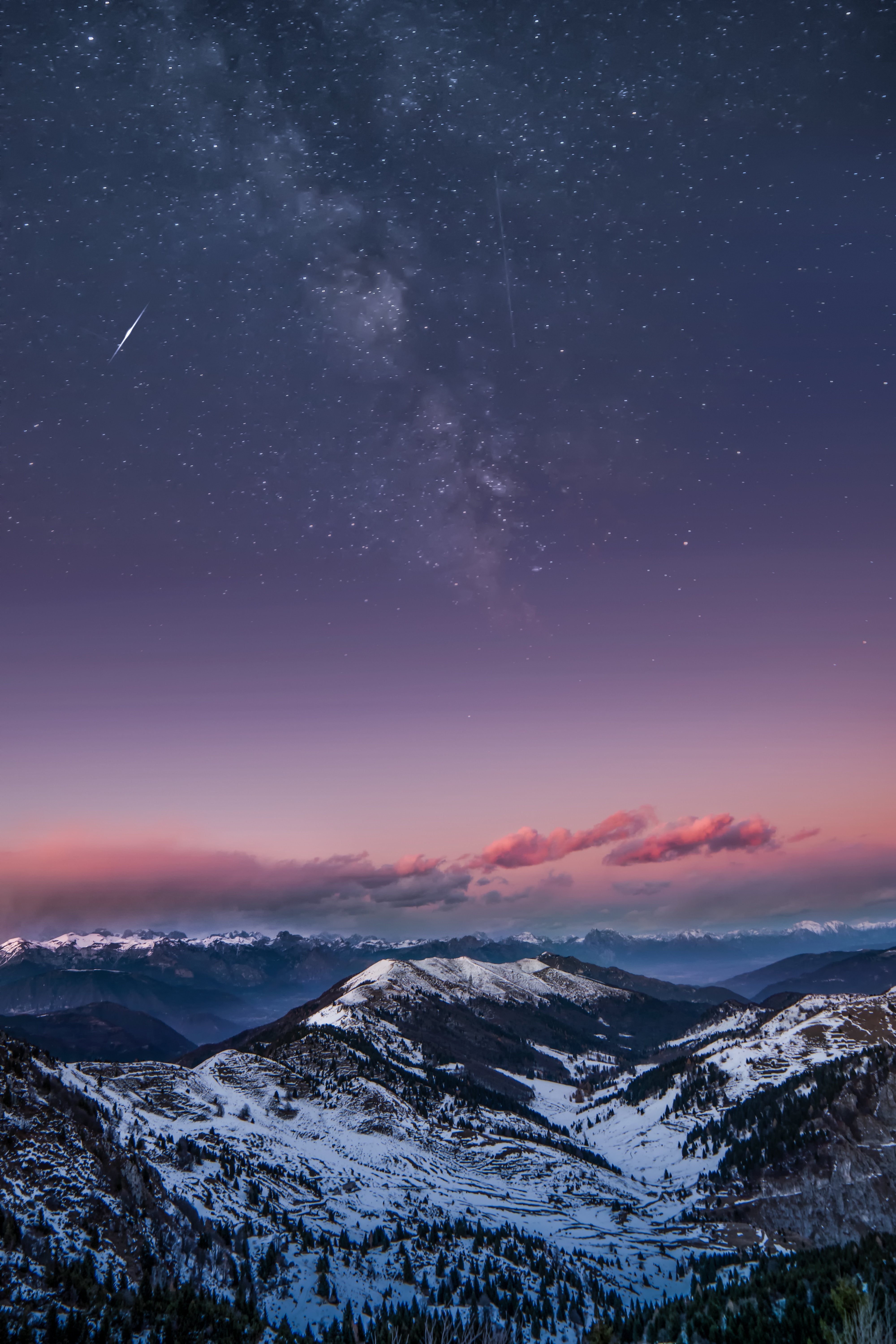 143810 descargar imagen cubierto de nieve, naturaleza, montañas, noche, italia, cielo estrellado, nevado, dolomitas: fondos de pantalla y protectores de pantalla gratis