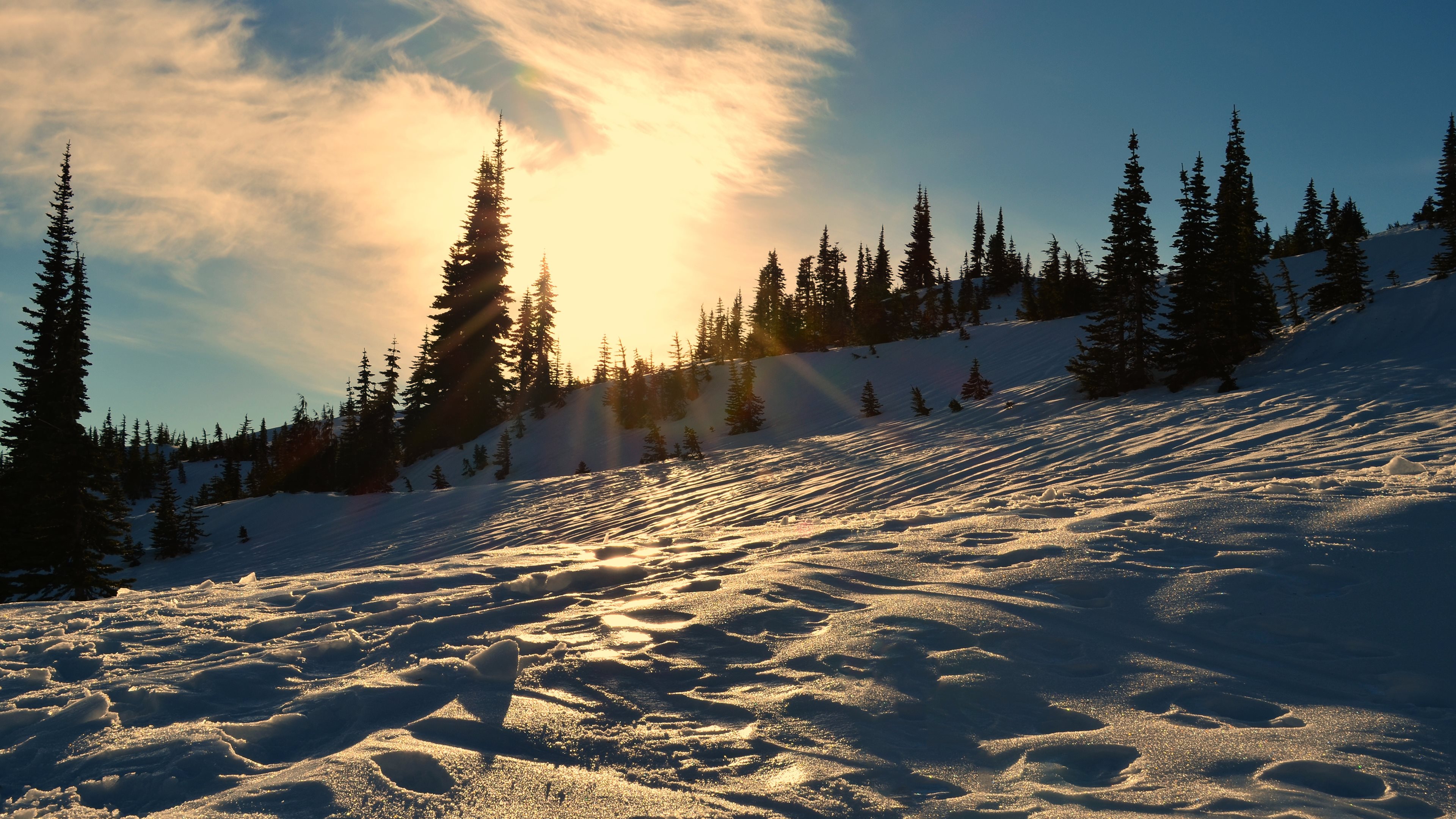 Laden Sie das Schnee, Sonnenuntergang, Erde/natur-Bild kostenlos auf Ihren PC-Desktop herunter