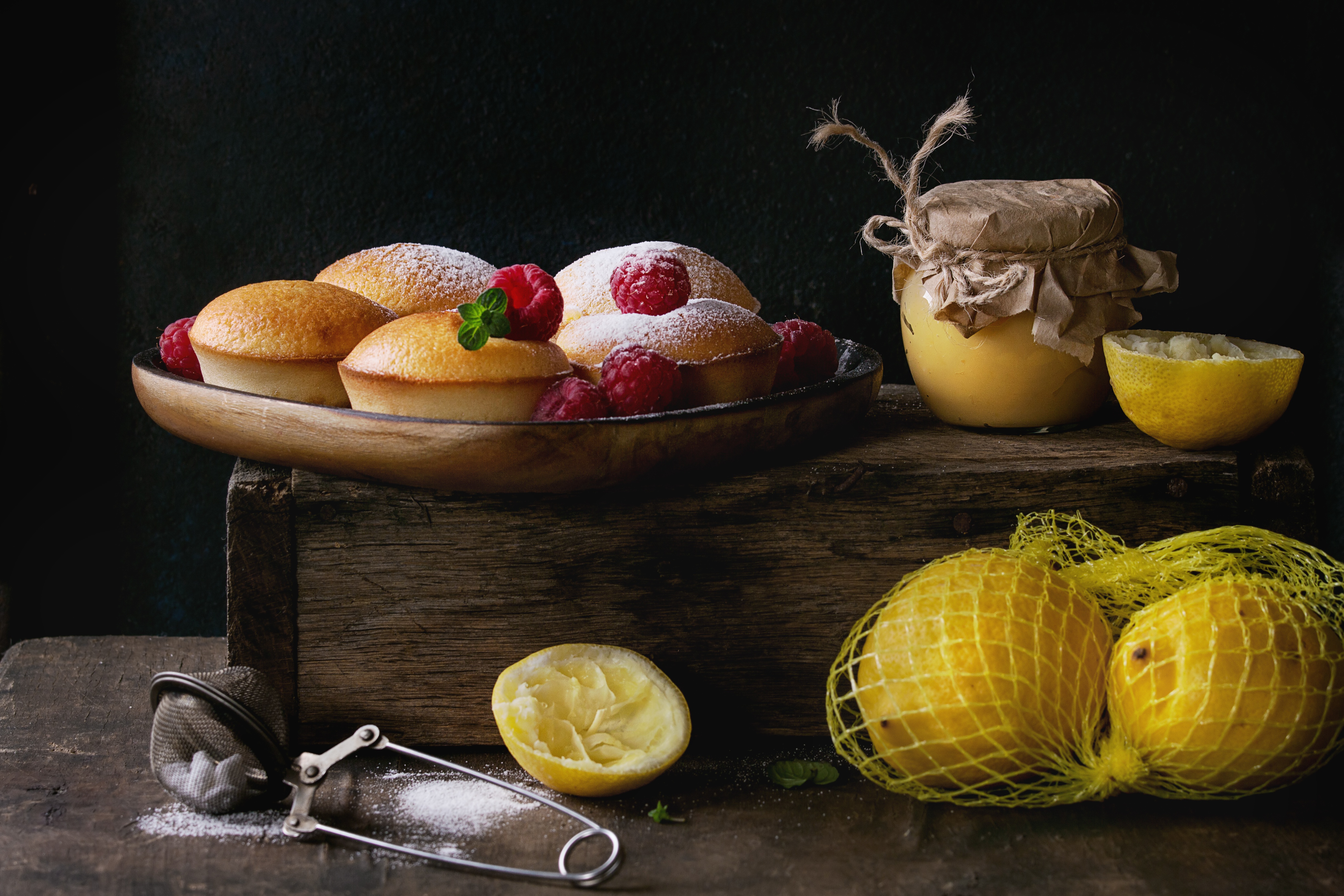 Download mobile wallpaper Food, Raspberry, Still Life, Cake, Lemon, Fruit for free.