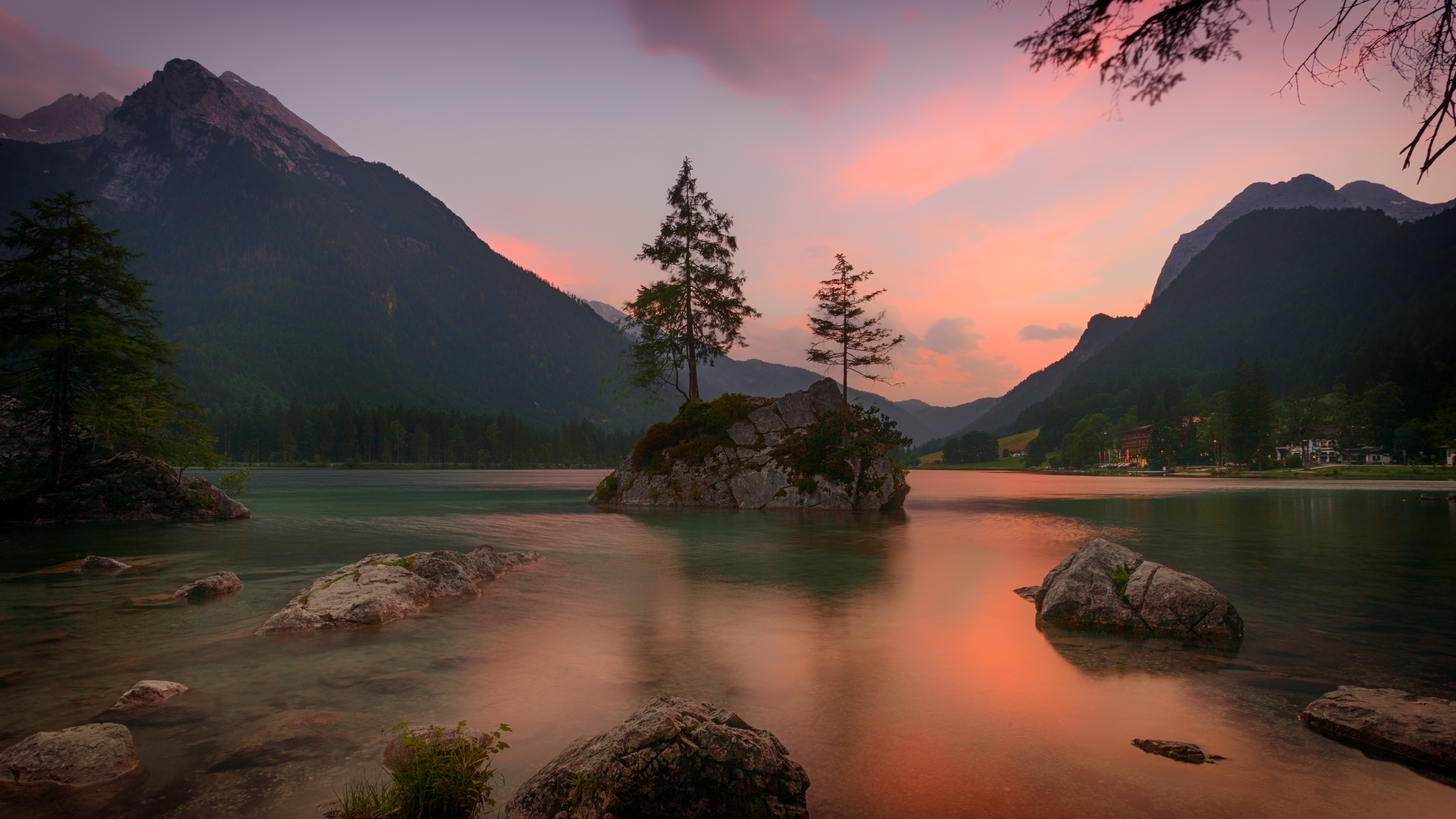 germany, nature, trees, mountains, rocks, lake, ramsau bei berchtesgaden, ramzau bai berkhtesgaden