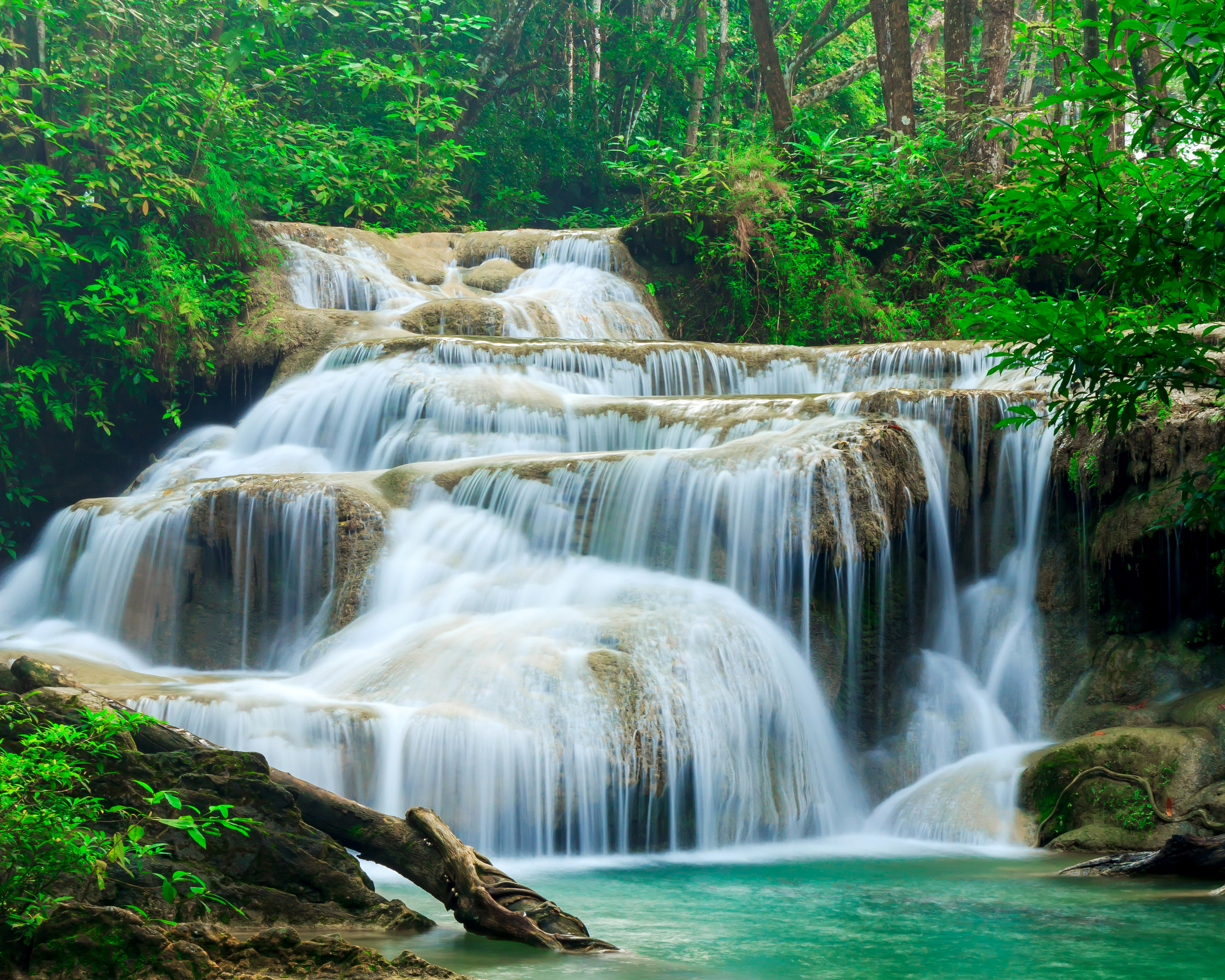 Download mobile wallpaper Waterfalls, Waterfall, Forest, Earth, Thailand for free.
