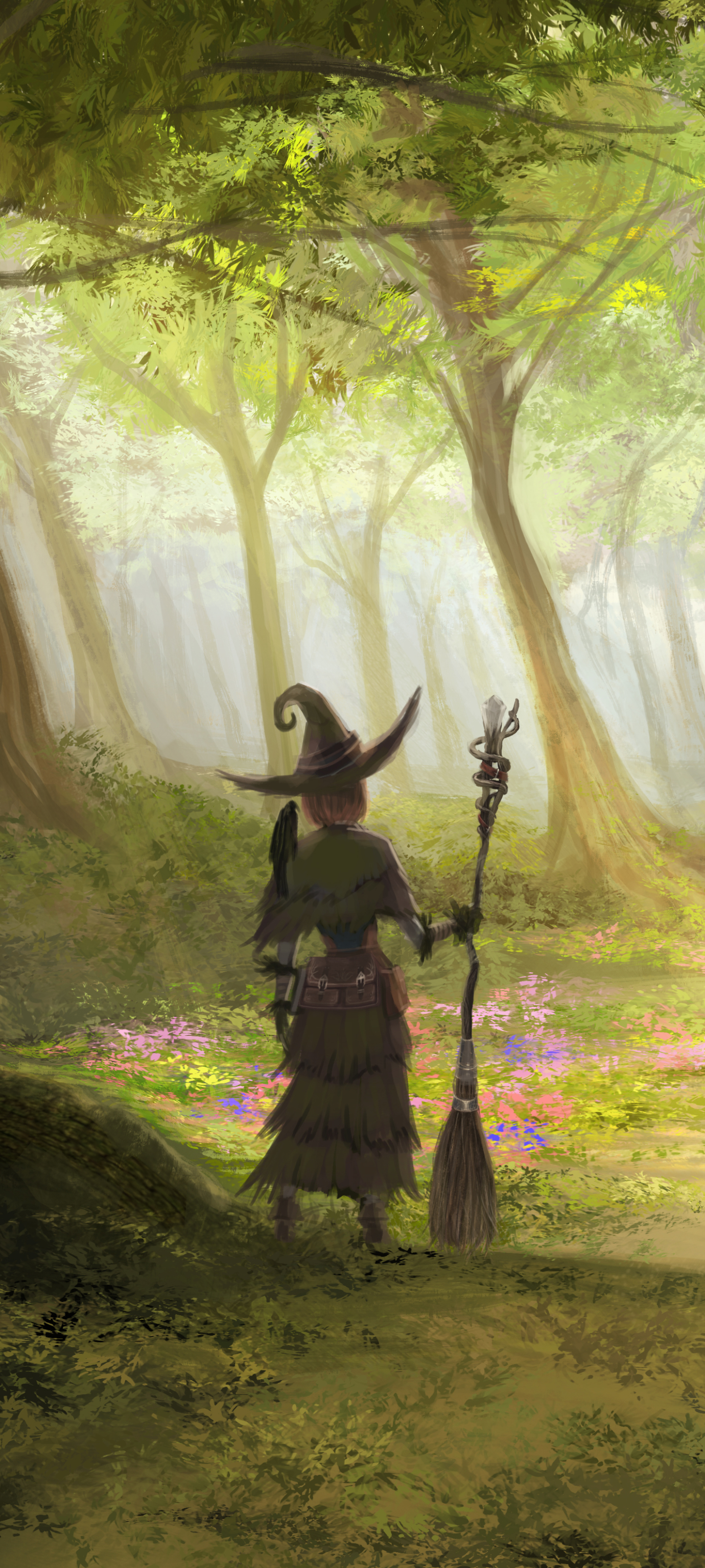 witch, fantasy, broom, witch hat UHD