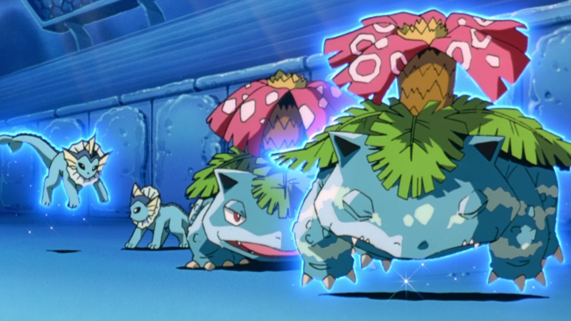 Baixar papel de parede para celular de Anime, Pokémon, Venusaur (Pokémon), Vaporeon (Pokémon), Pokémon O Filme: Mewtwo Contra Ataca gratuito.