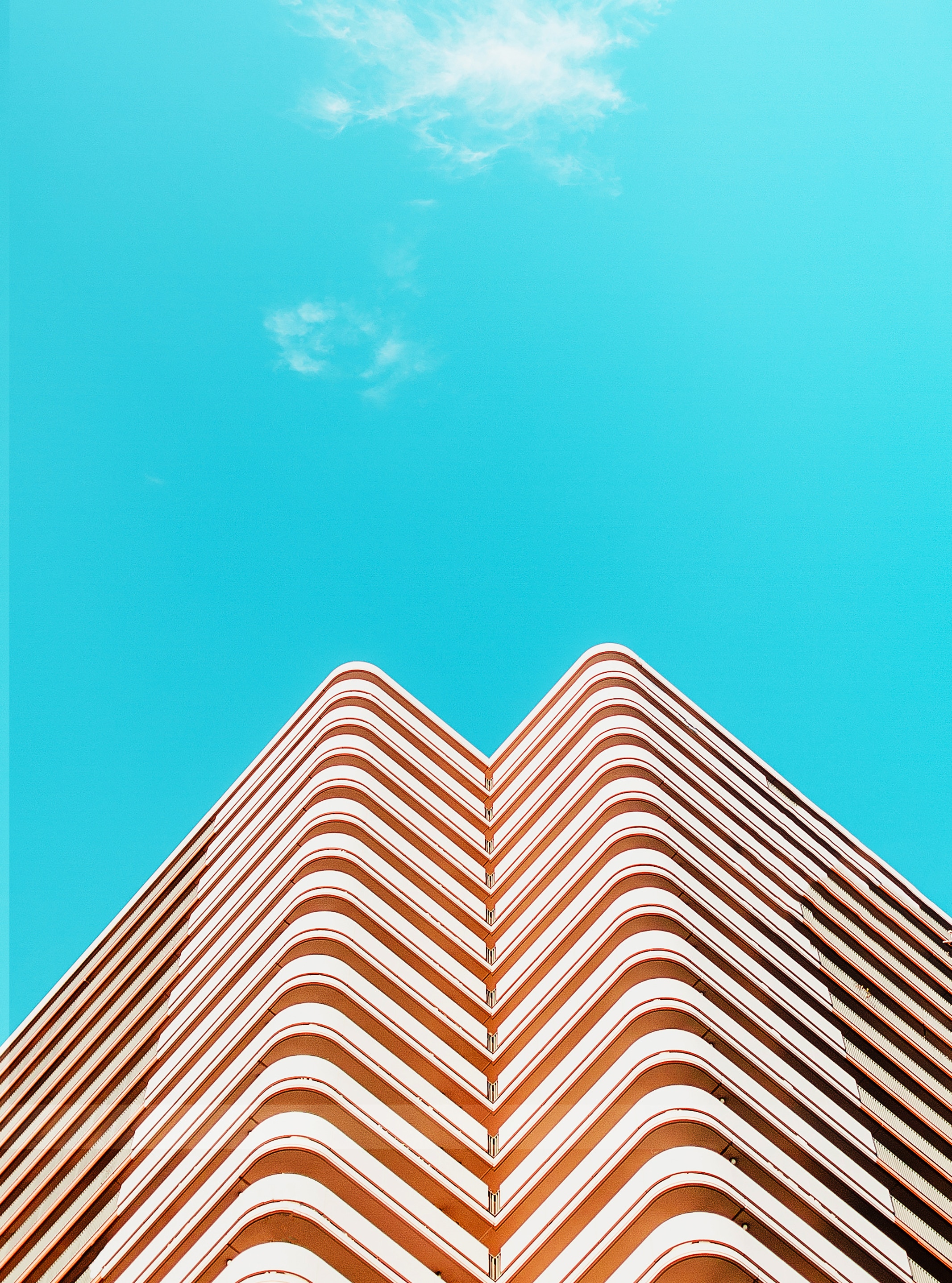 Download mobile wallpaper Clouds, Facade, Building, Sky, Architecture, Minimalism for free.
