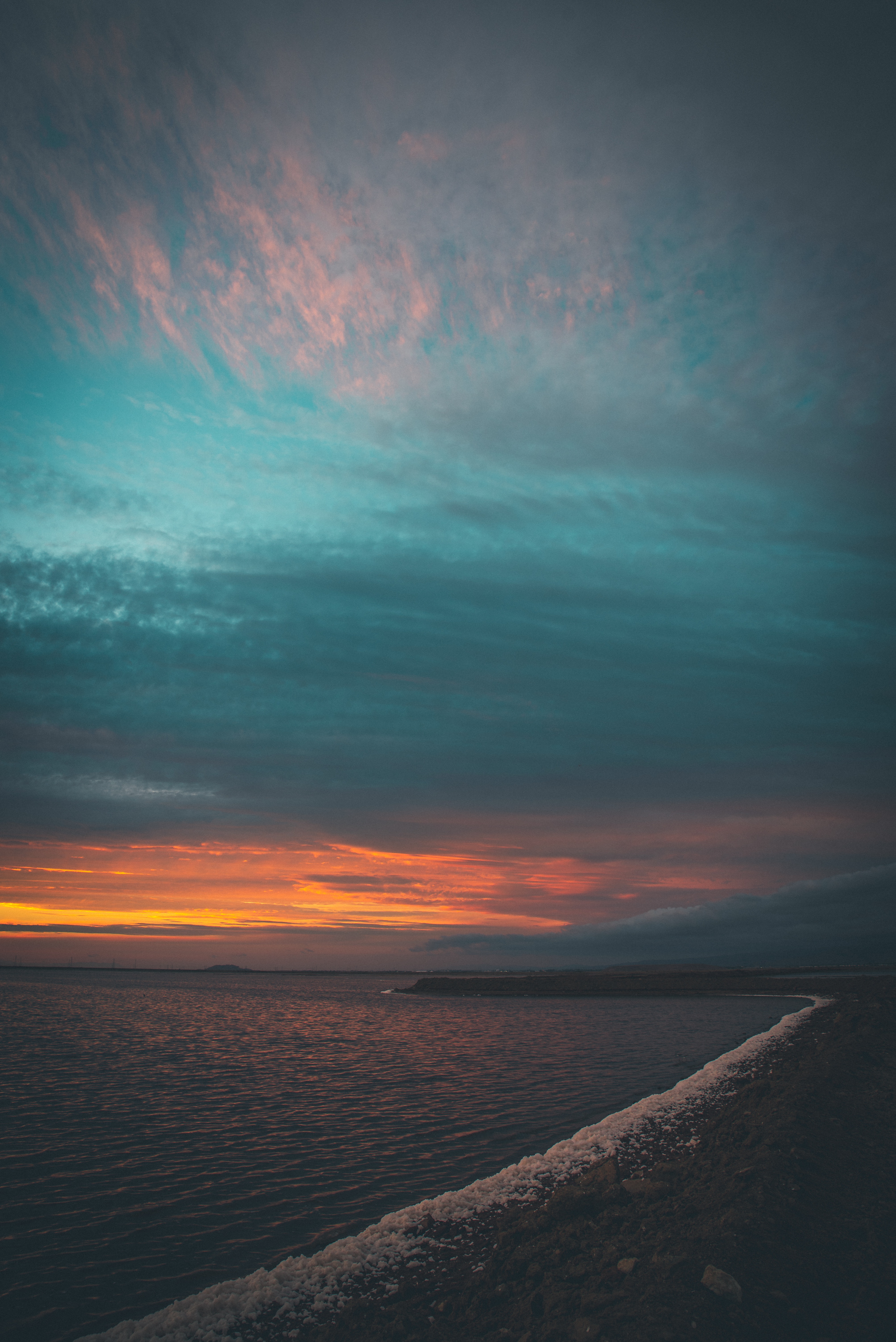 bank, nature, sunset, sky, sea, horizon, shore iphone wallpaper