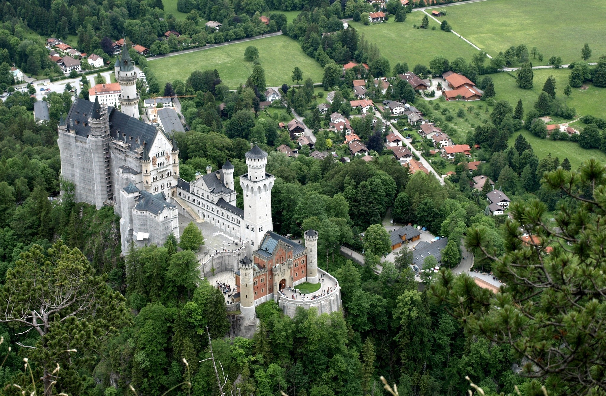 PCデスクトップに城, ドイツ, ノイシュヴァンシュタイン城, マンメイド, 空中画像を無料でダウンロード