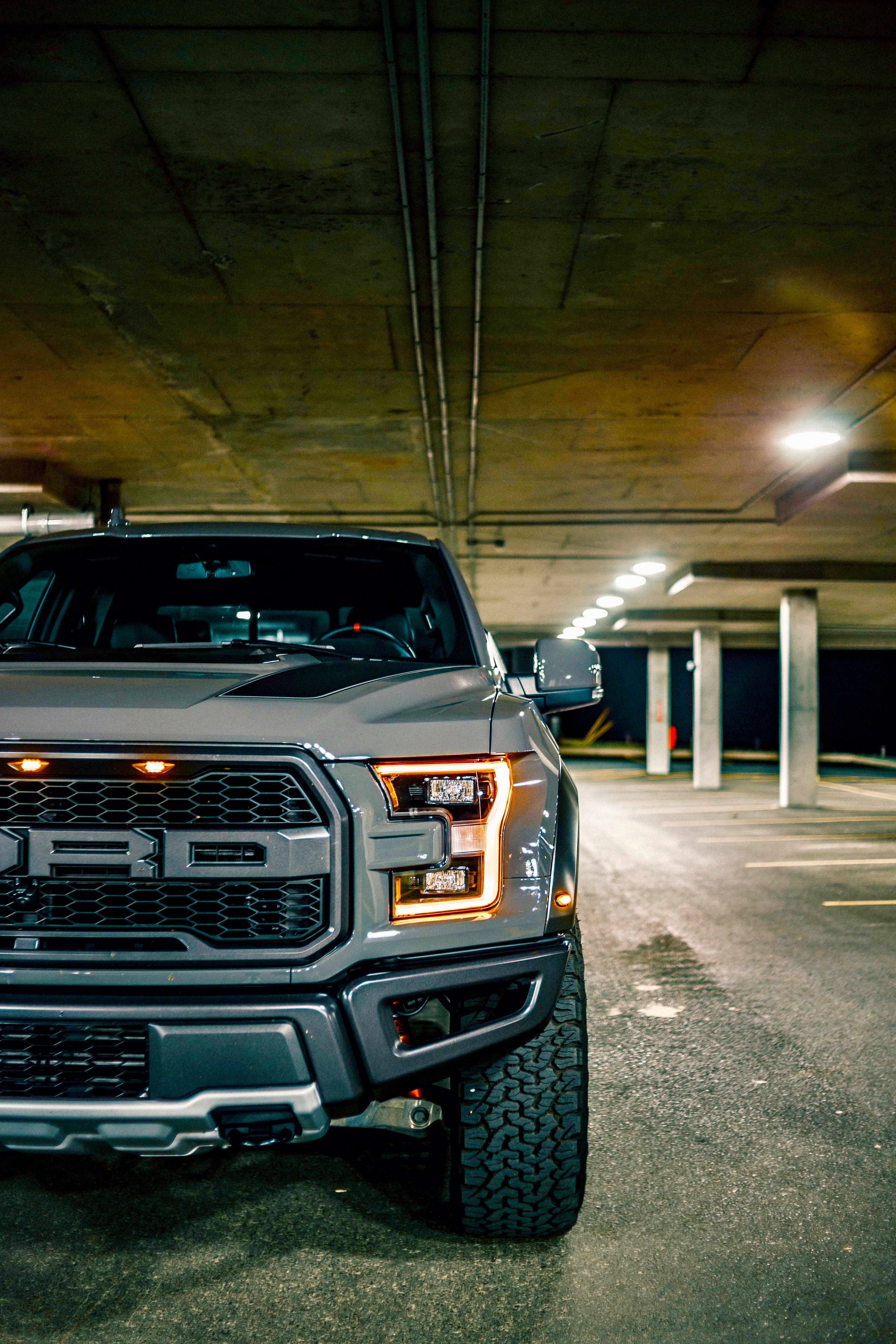 car, front view, ford raptor, ford, suv, cars, parking, grey