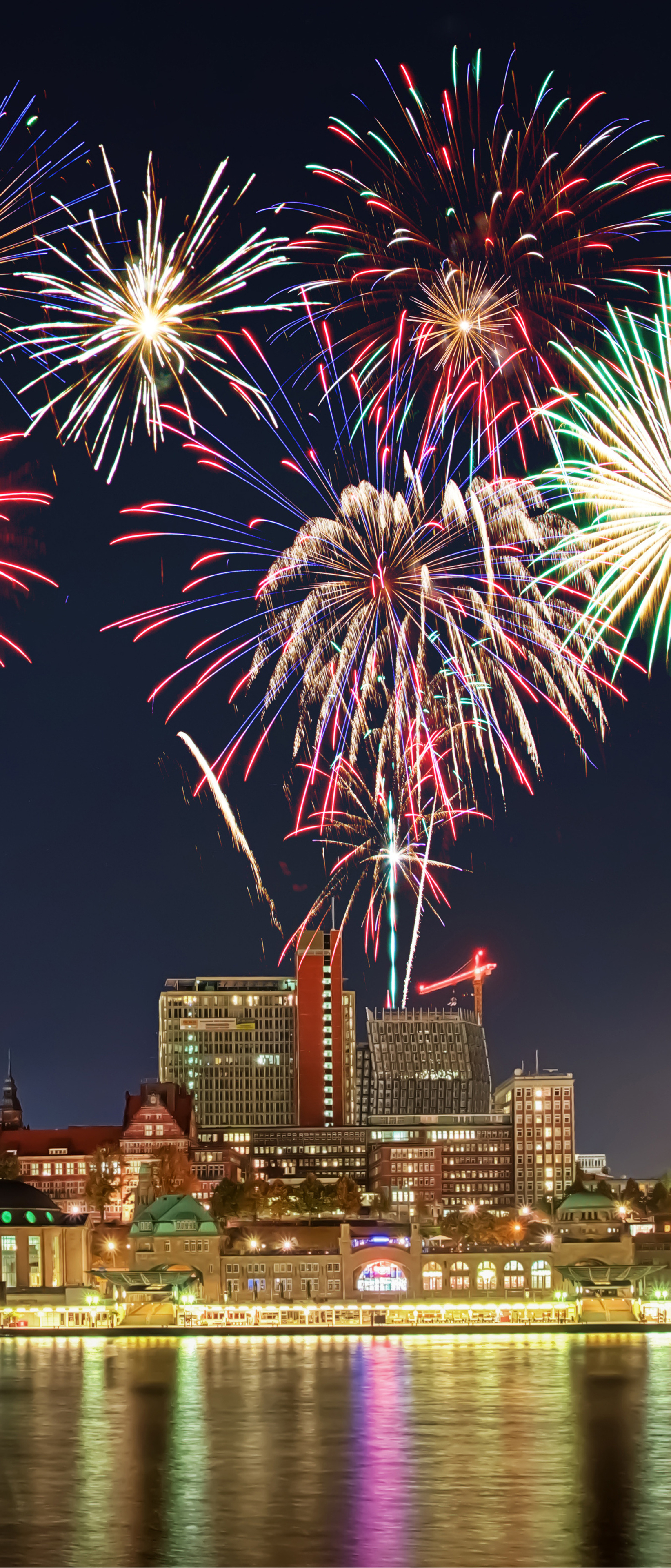 Download mobile wallpaper Night, City, Colorful, Fireworks, Photography for free.