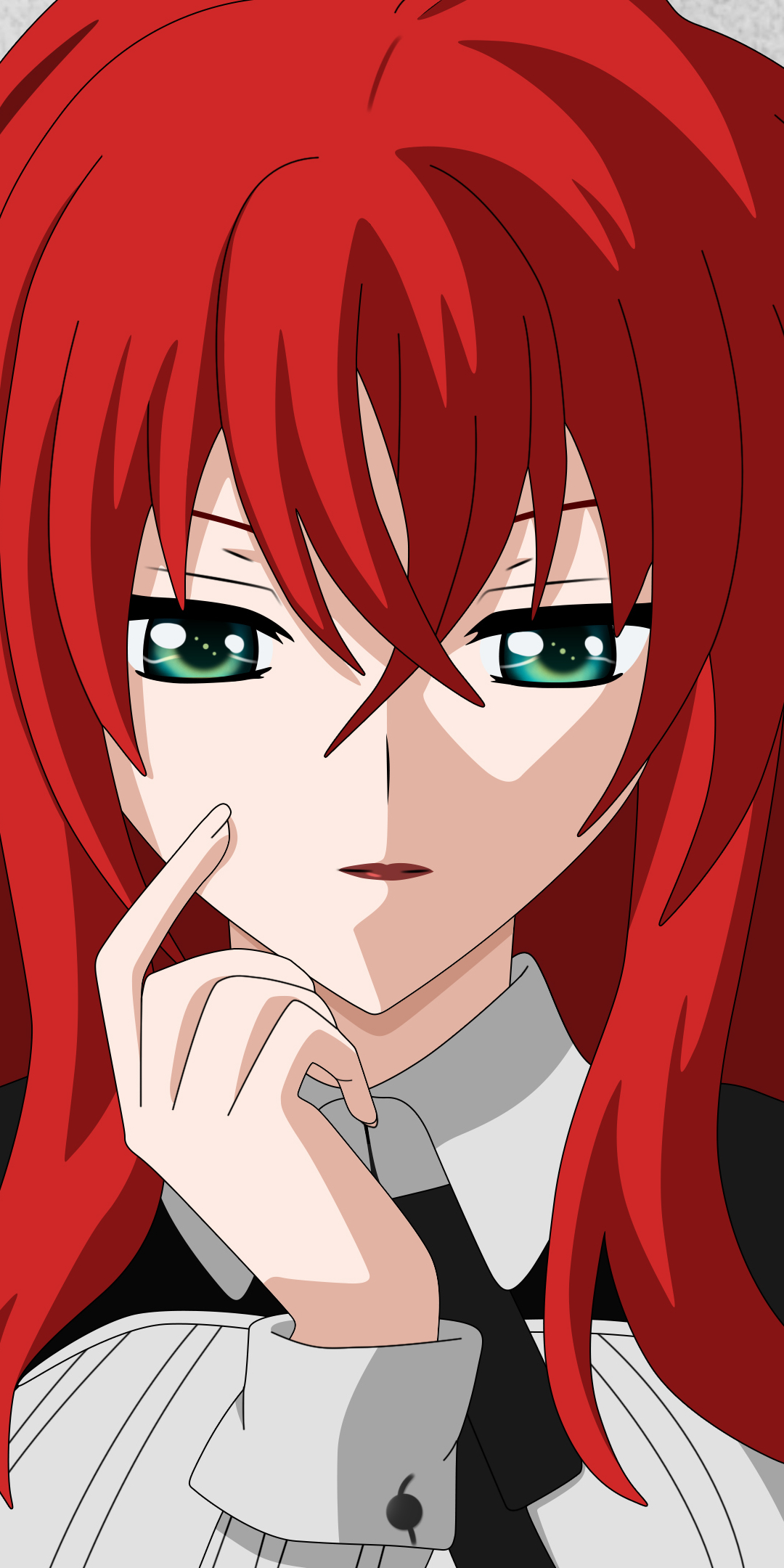 anime, high school dxd, rias gremory, red hair, green eyes