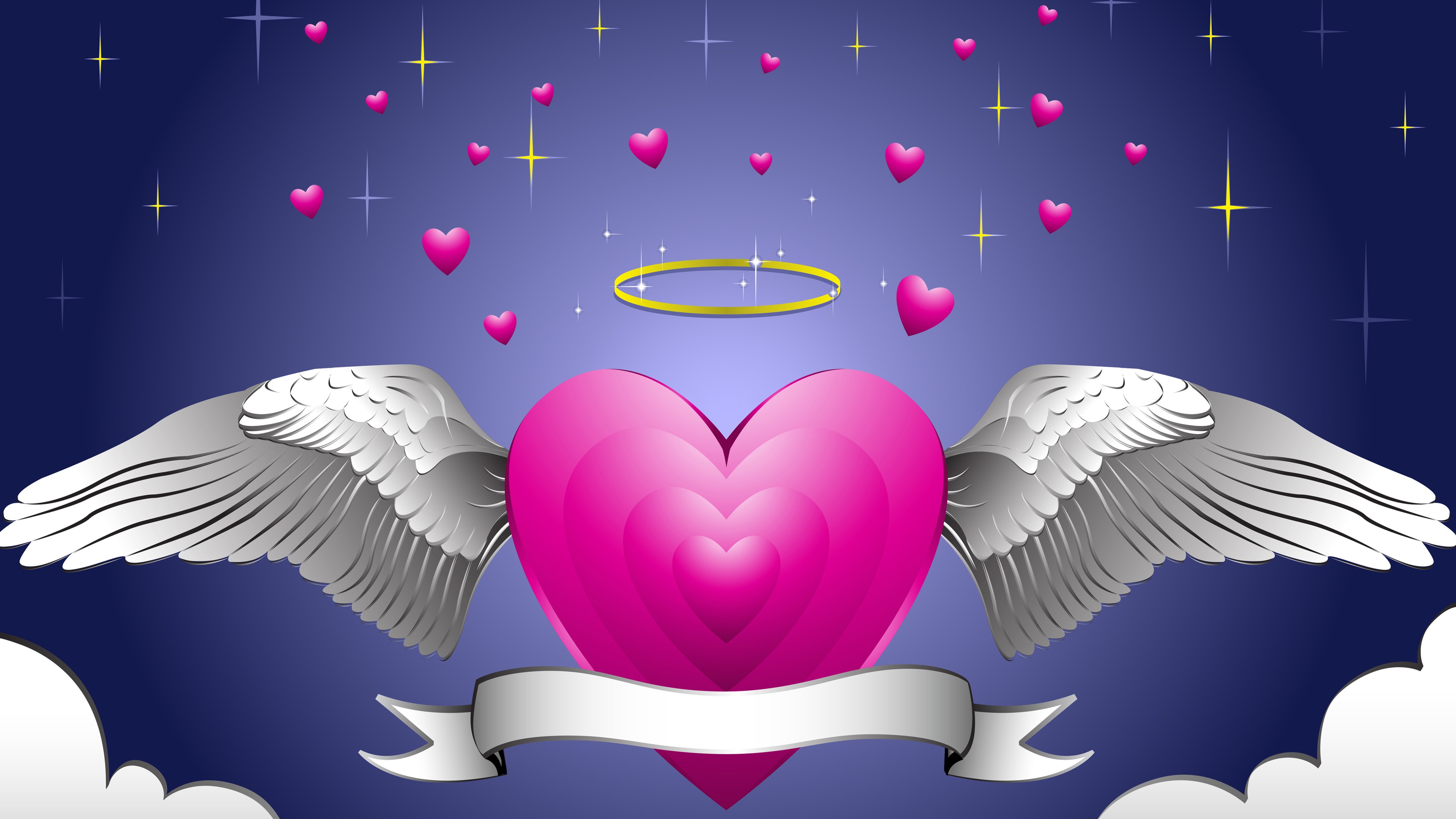 Download mobile wallpaper Pink, Love, Wings, Heart, Artistic for free.