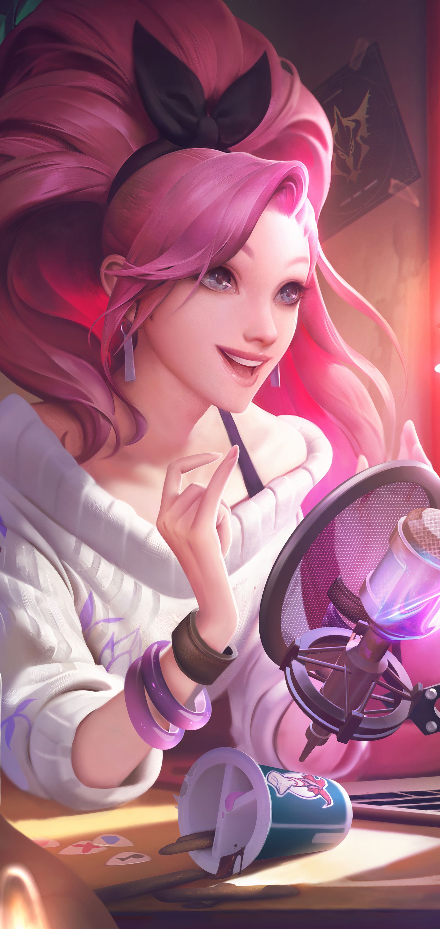 Download mobile wallpaper League Of Legends, Pink Hair, Video Game, Long Hair, K Pop, K/da, Seraphine (League Of Legends) for free.