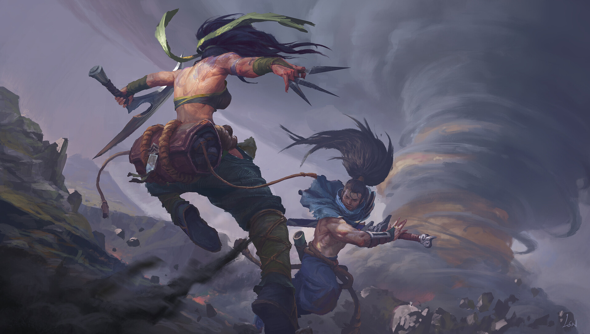 Download mobile wallpaper League Of Legends, Video Game, Akali (League Of Legends), Yasuo (League Of Legends) for free.