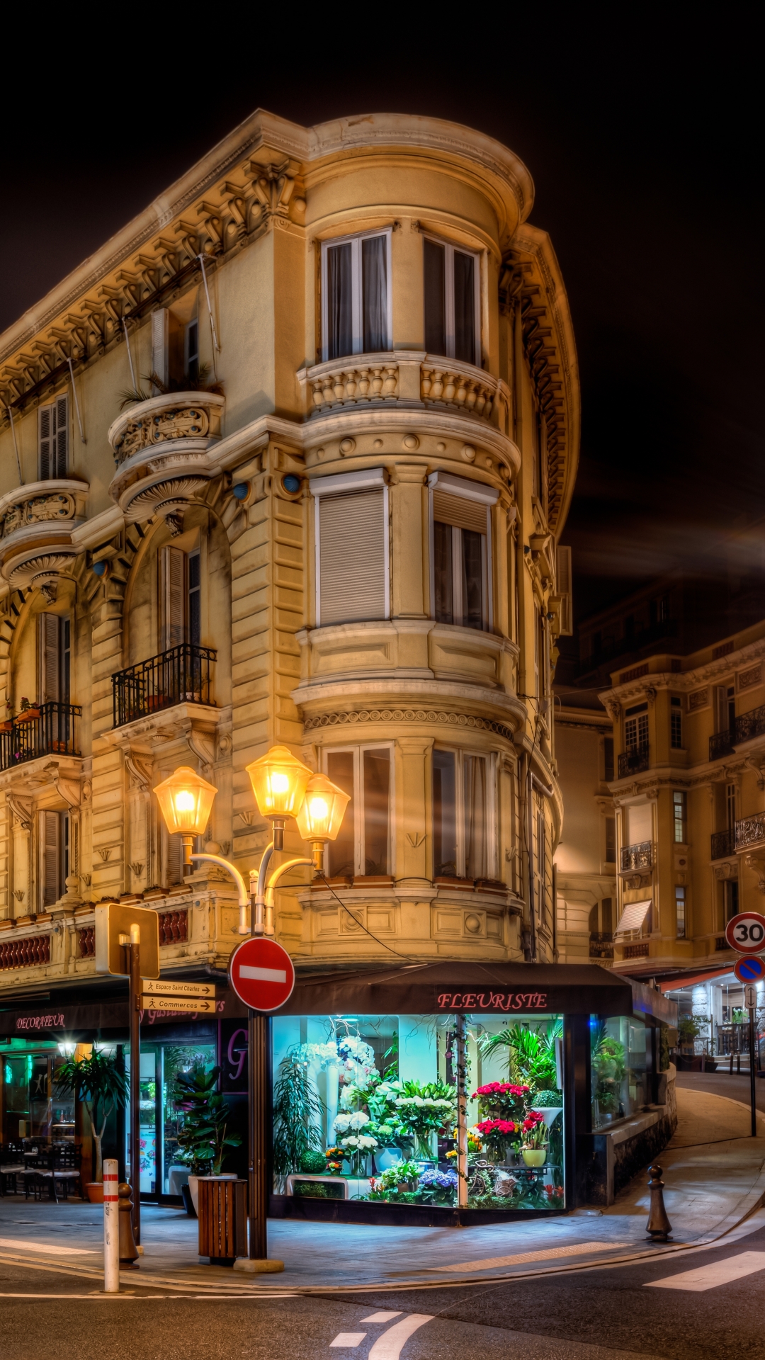 Handy-Wallpaper Städte, Stadt, Straße, Monaco, Nacht, Menschengemacht, Großstadt, Innerortsstraße kostenlos herunterladen.