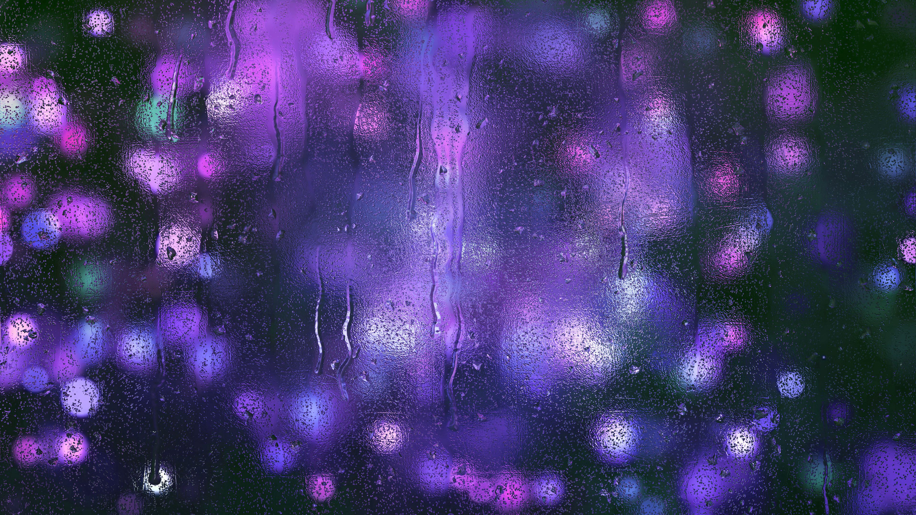 purple, glare, violet, drops, macro, glass Phone Background