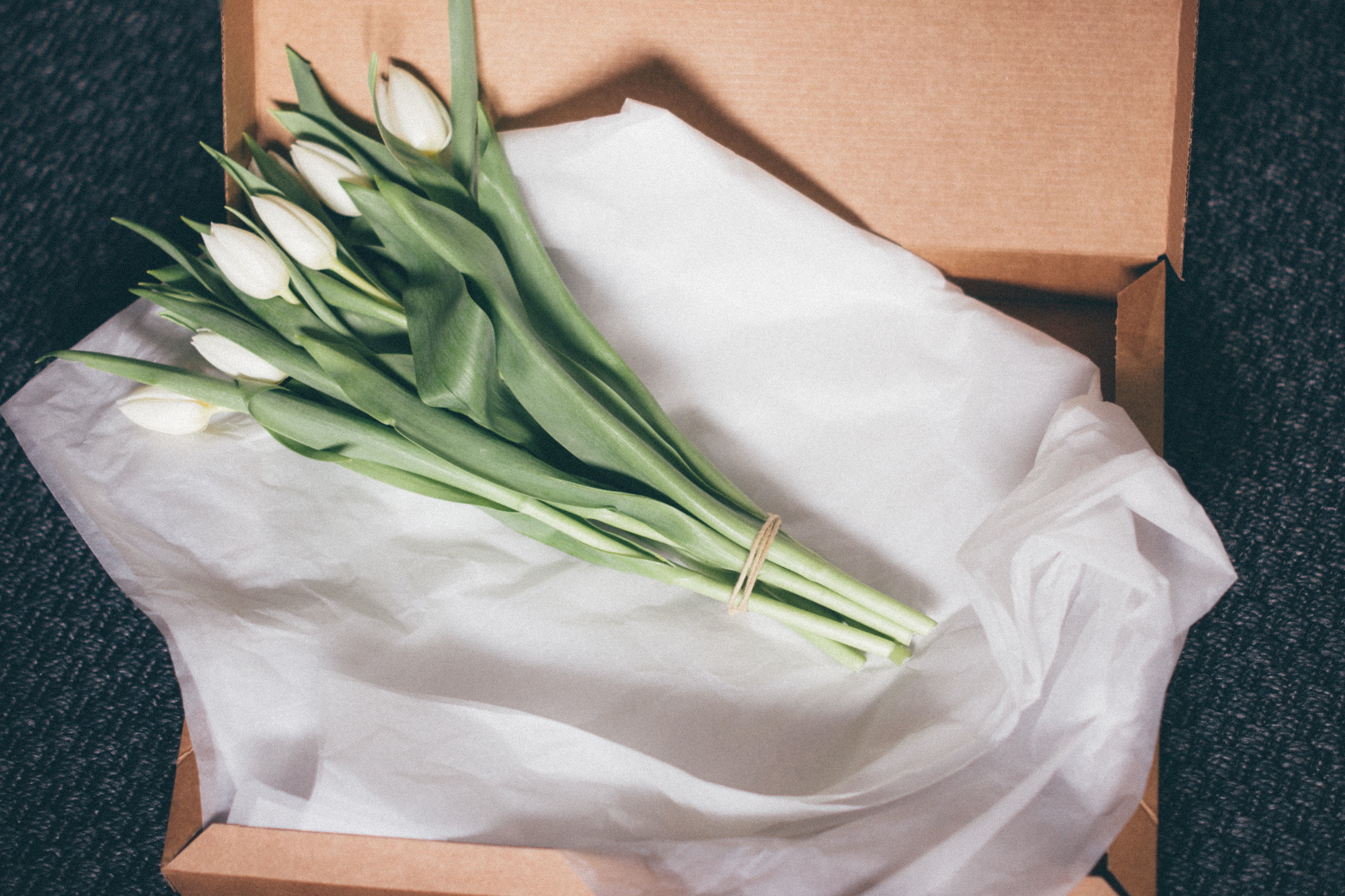 flowers, tulips, bouquet, packaging