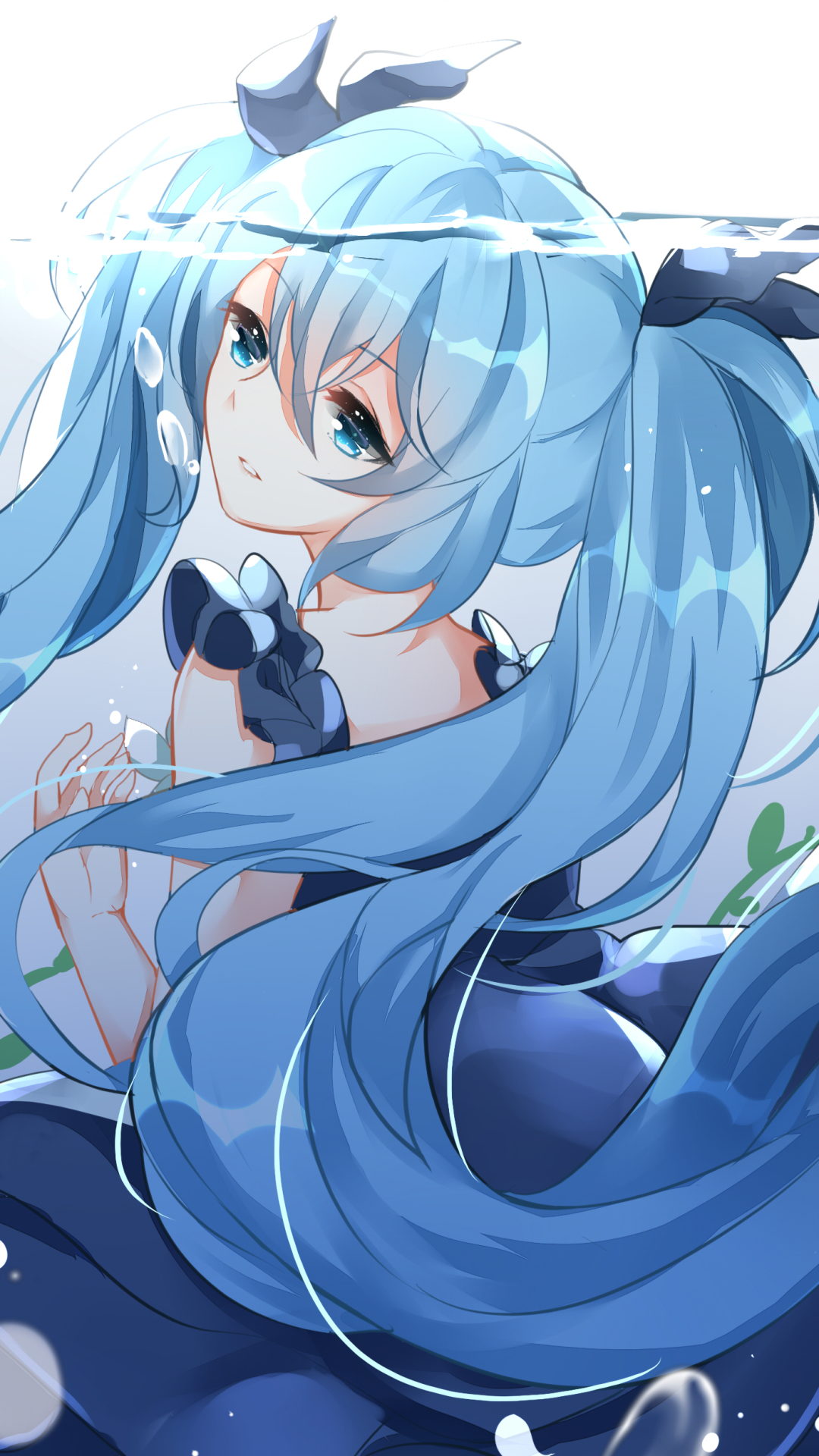 Descarga gratuita de fondo de pantalla para móvil de Agua, Vocaloid, Ojos Azules, Animado, Pelo Largo, Pelo Azul, Hatsune Miku.