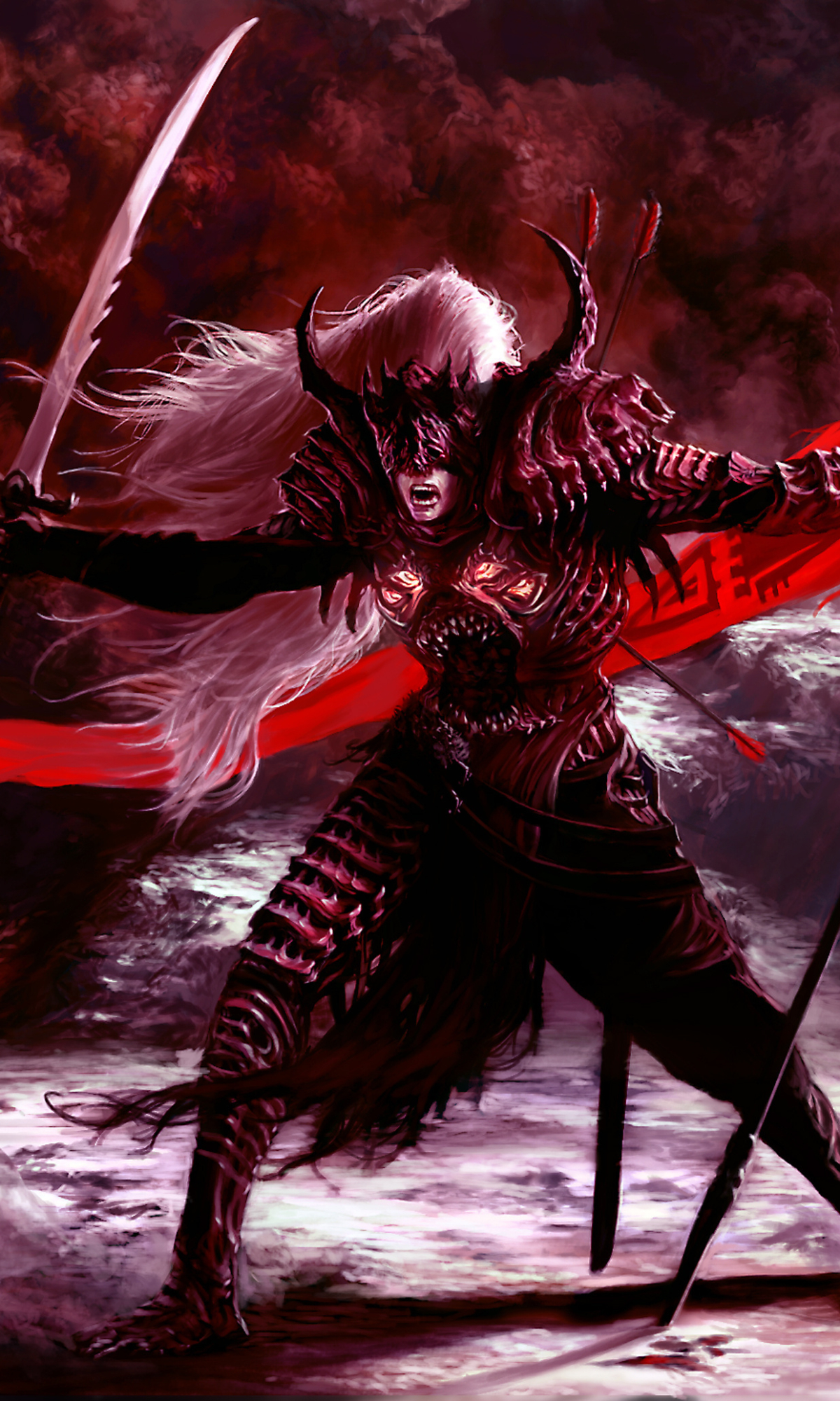 Download mobile wallpaper Fantasy, Dark, Warrior, Samurai, Knight for free.