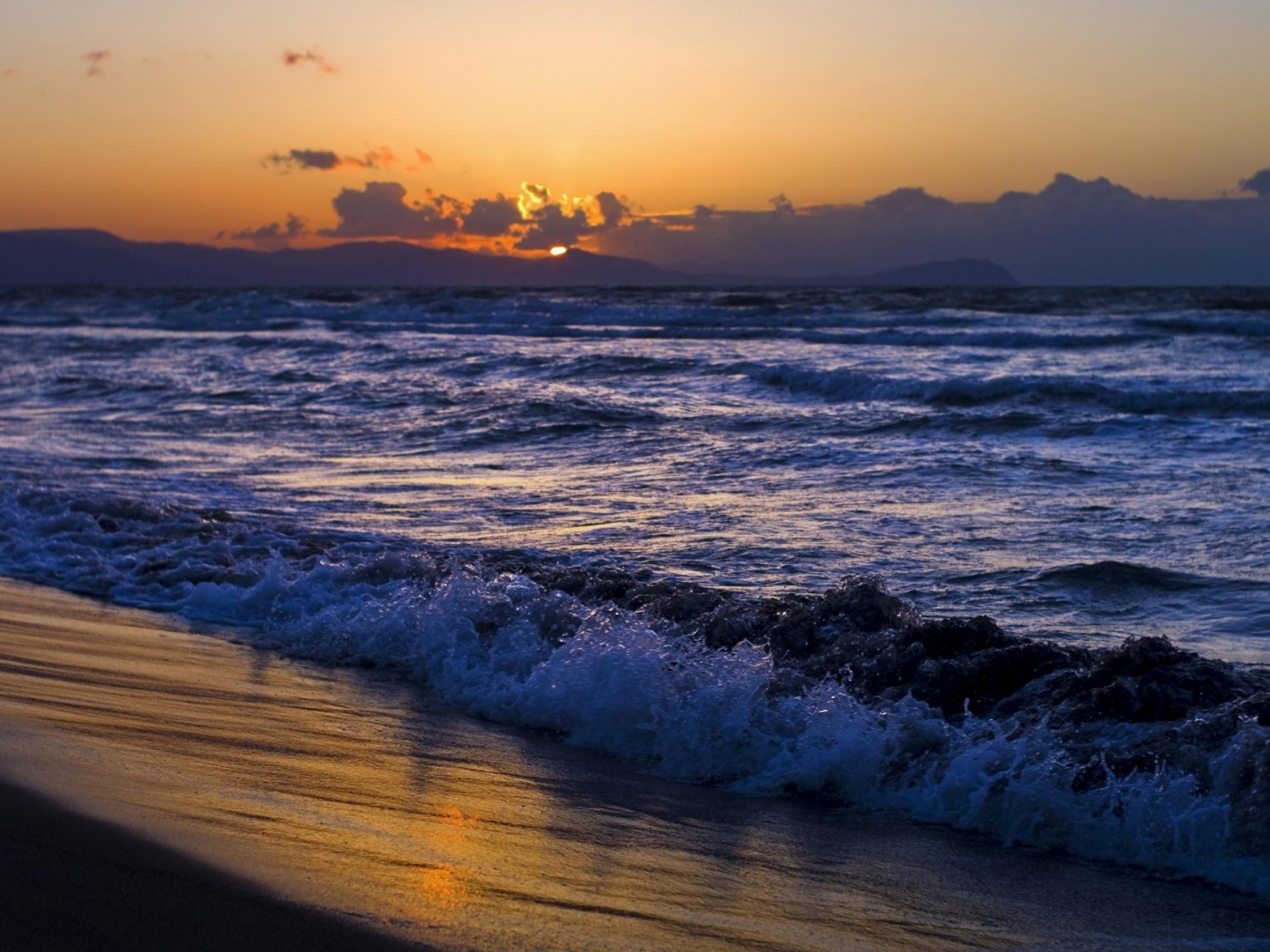 PCデスクトップに風景, 日没, 波, 海画像を無料でダウンロード