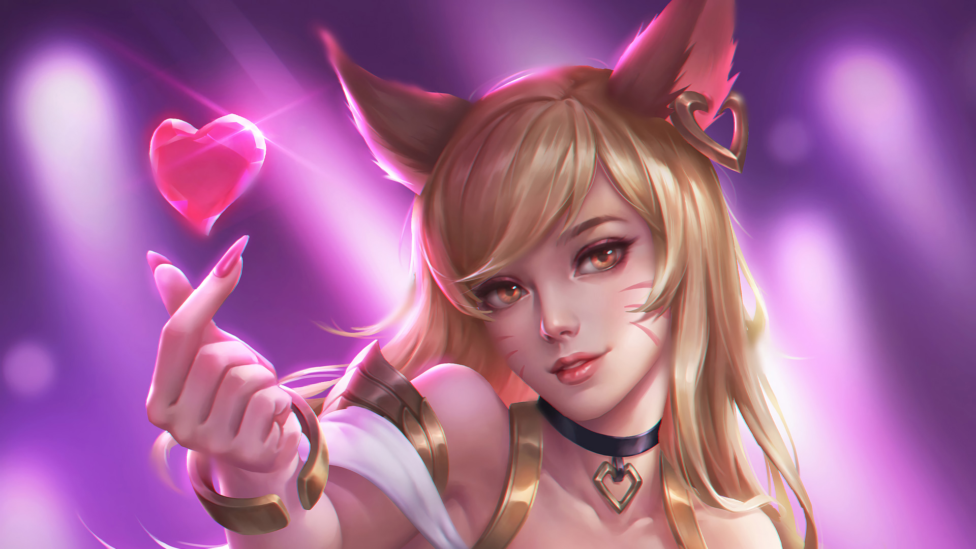 Download mobile wallpaper League Of Legends, Blonde, Video Game, Animal Ears, Orange Eyes, Ahri (League Of Legends) for free.