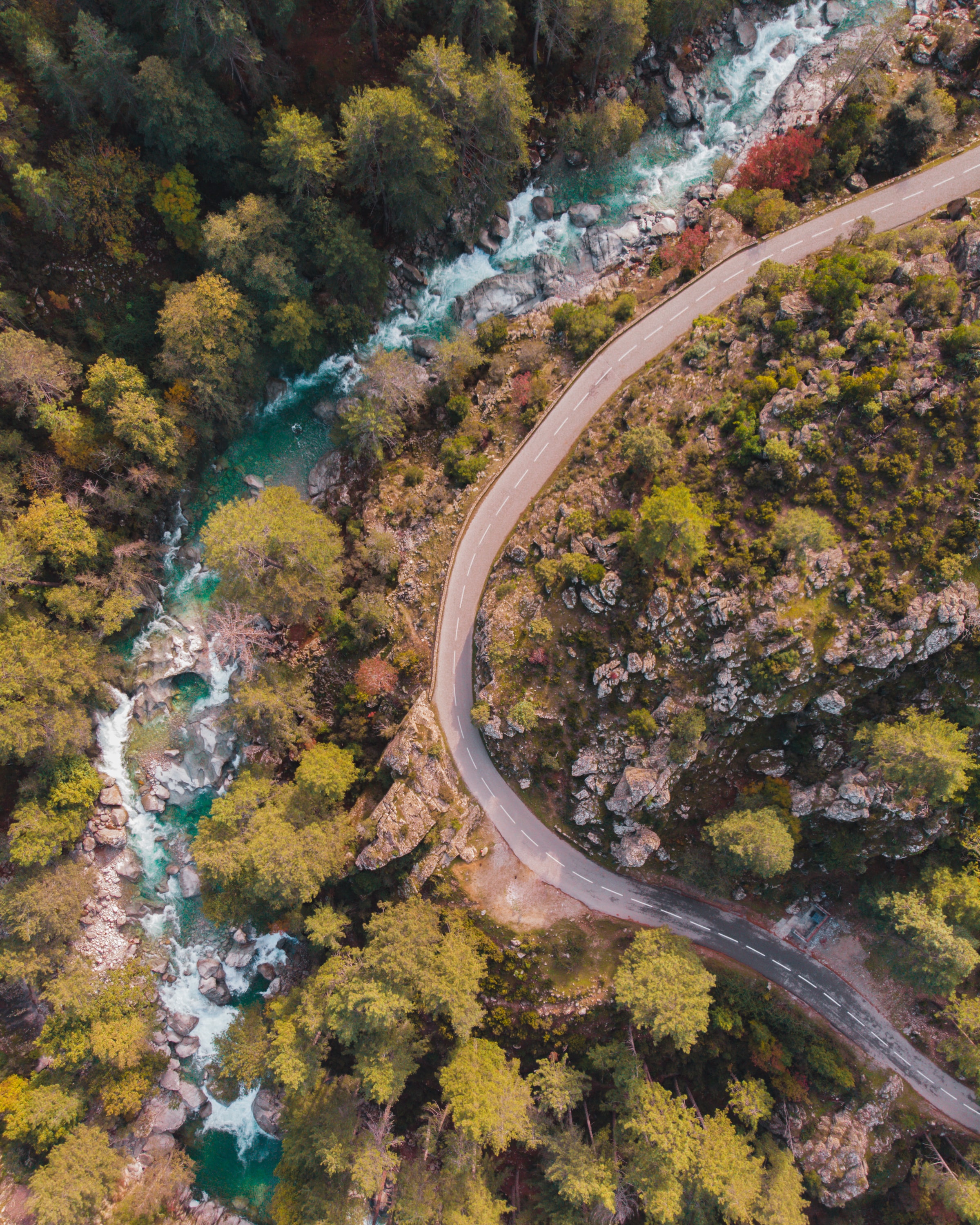 Free download wallpaper Road, Nature, View From Above, Rivers, Trees on your PC desktop