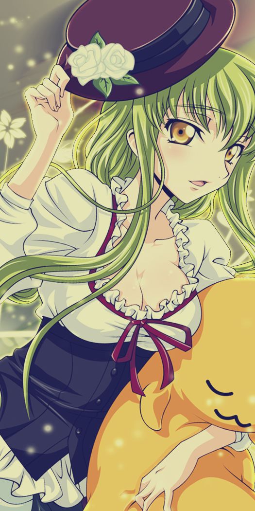 Phone wallpaper: C C (Code Geass), Code Geass, Anime, Flower, Green ...