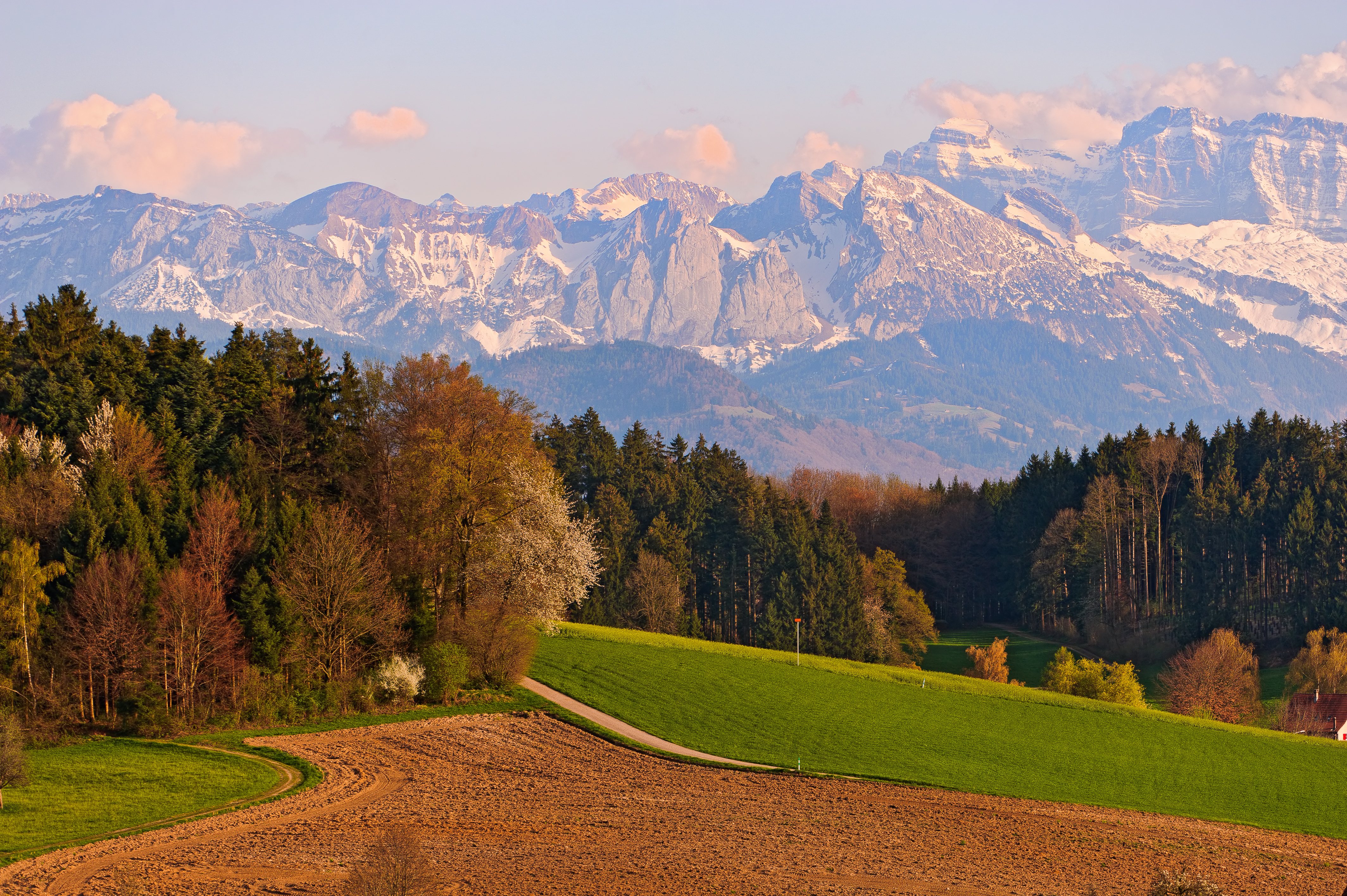 Скачать обои бесплатно Швейцария, Осень, Небо, Горы, Природа, Пейзаж картинка на рабочий стол ПК