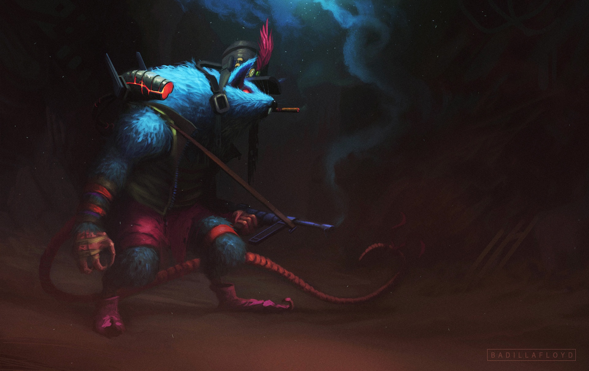 Download mobile wallpaper Fantasy, Weapon, Warrior, Creature, Rat for free.
