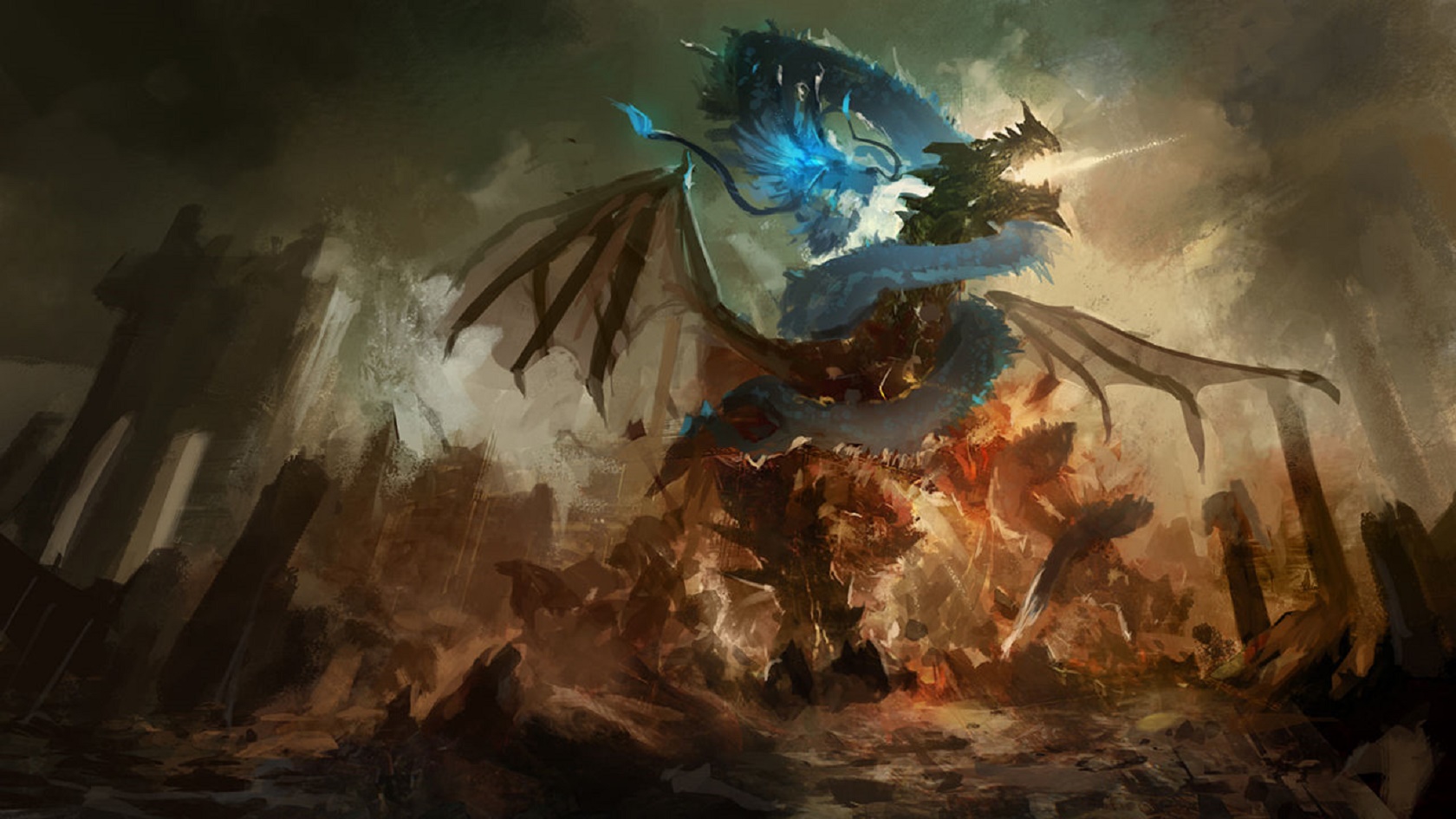 Download mobile wallpaper Fantasy, Dragon, Battle for free.