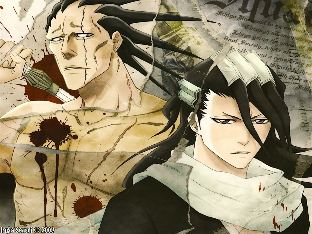 Handy-Wallpaper Bleach, Animes, Byakuya Kuchiki, Kenpachi Zaraki kostenlos herunterladen.