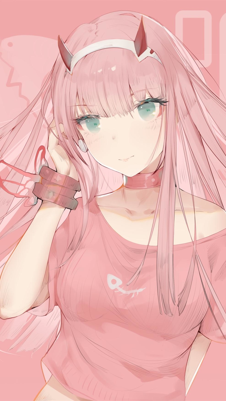 Download mobile wallpaper Anime, Horns, Pink Hair, Long Hair, Darling In The Franxx, Zero Two (Darling In The Franxx) for free.