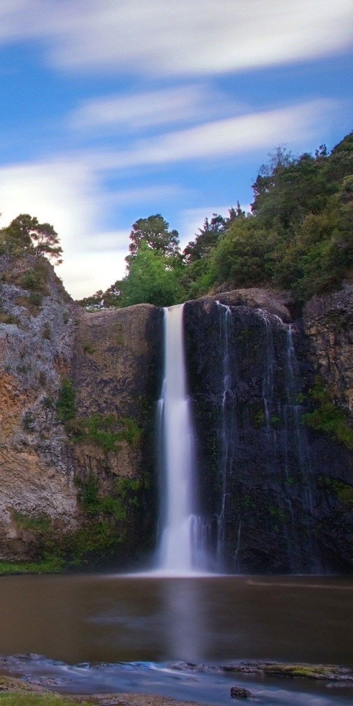 Скачать картинку Природа, Водопады, Новая Зеландия, Водопад, Утес, Земля/природа, Утёс, Водопад Хунуа в телефон бесплатно.