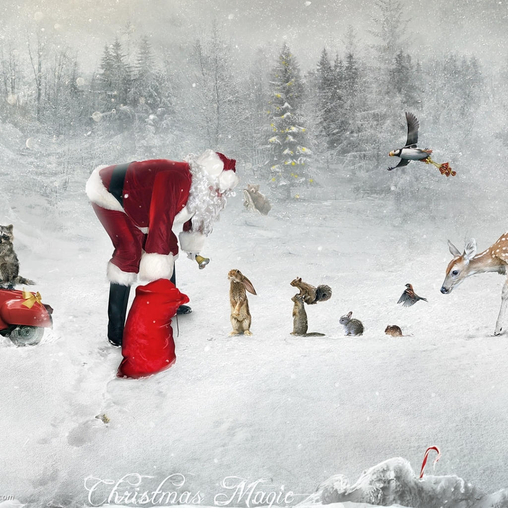 Download mobile wallpaper Winter, Snow, Christmas, Holiday, Cute, Santa for free.