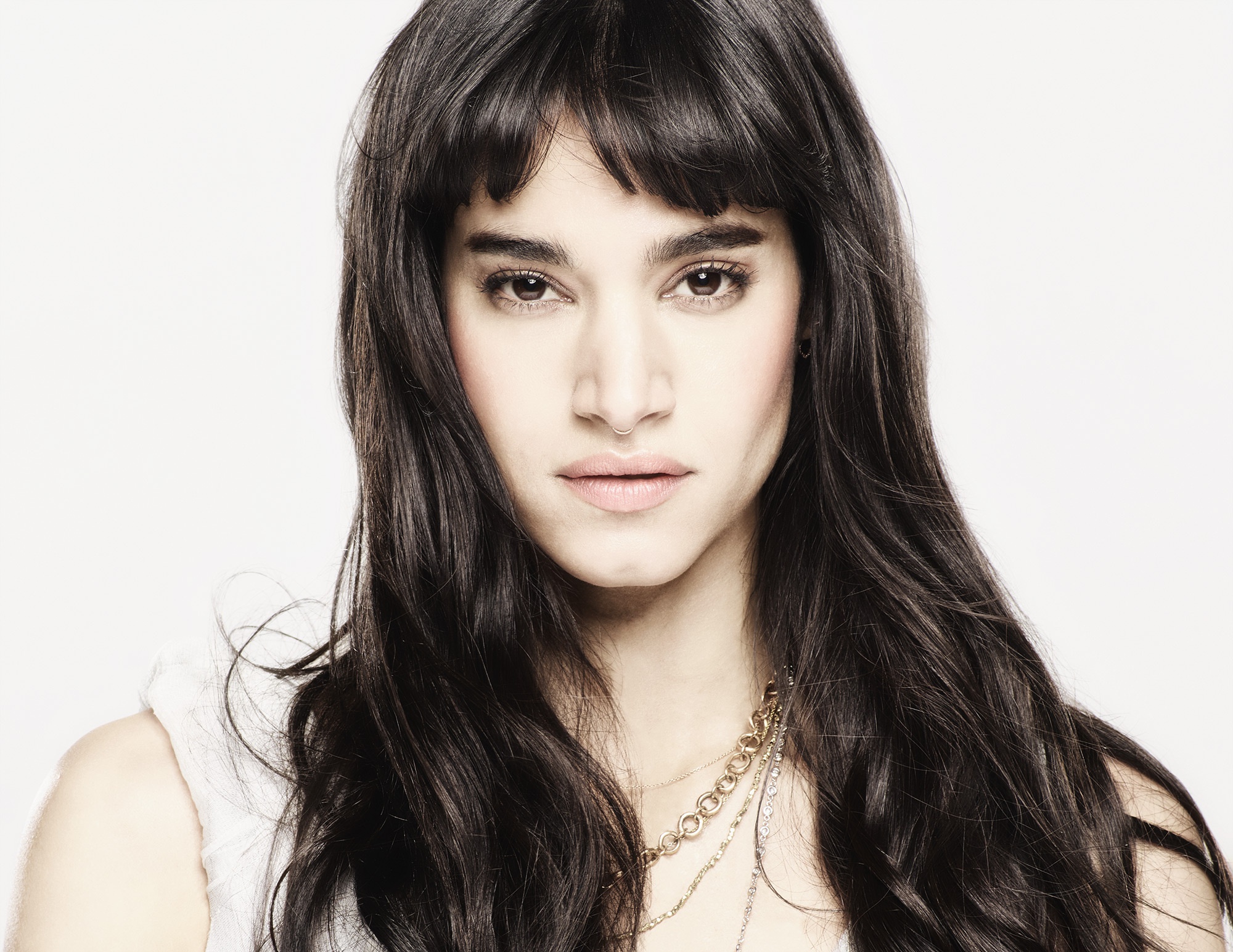celebrity, sofia boutella, actress, black hair, brown eyes, face, french