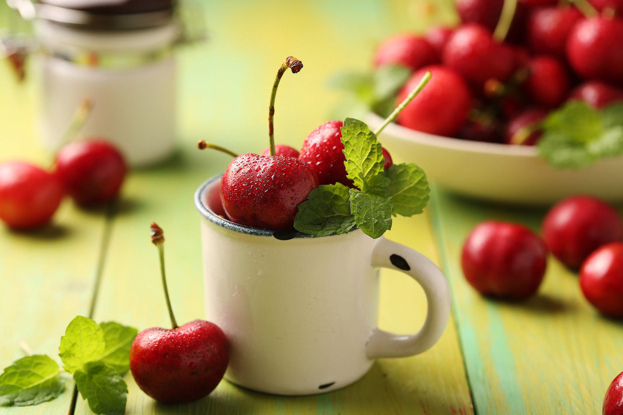 cherry, mug, food, berry, fruit, fruits