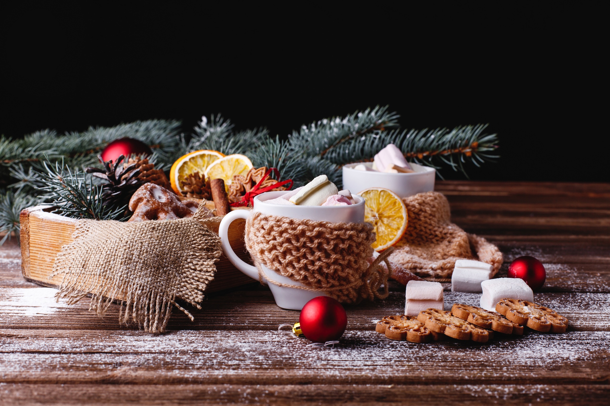 Handy-Wallpaper Weihnachten, Heiße Schokolade, Nahrungsmittel, Stillleben, Plätzchen kostenlos herunterladen.