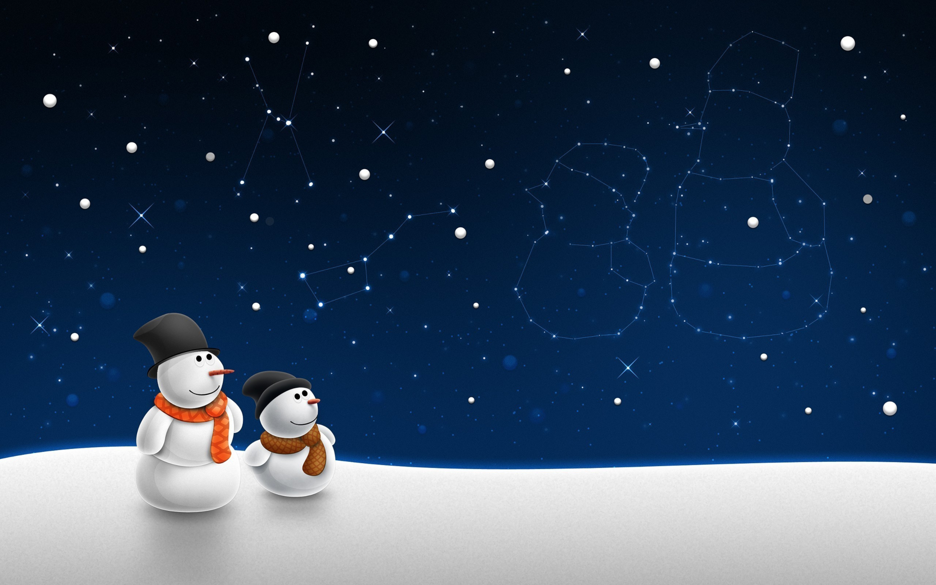 artistic, snowman, constellation, snow