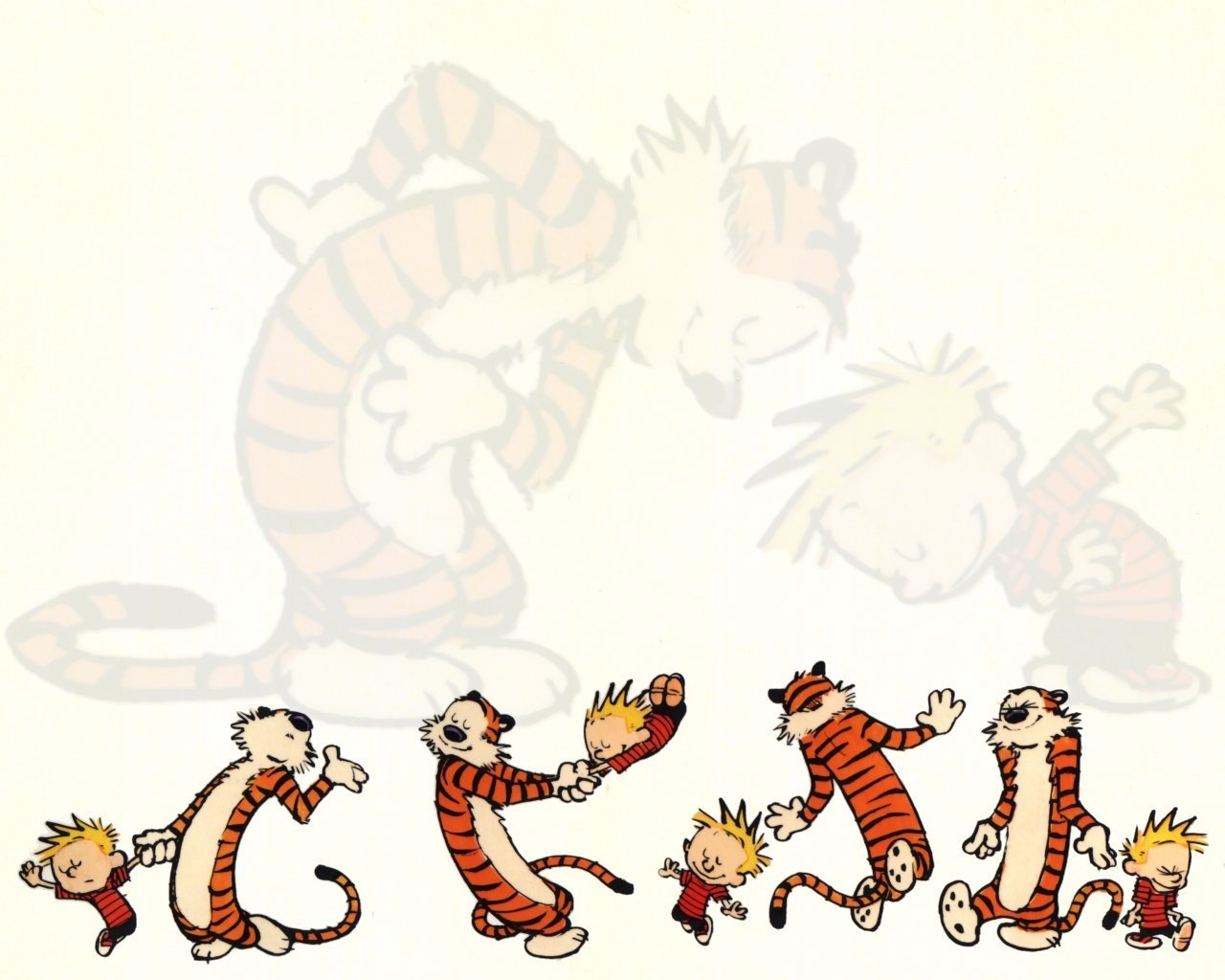 Fond d'écran de téléphone Calvin et Hobbes mettant en vedette des personnages ludiques