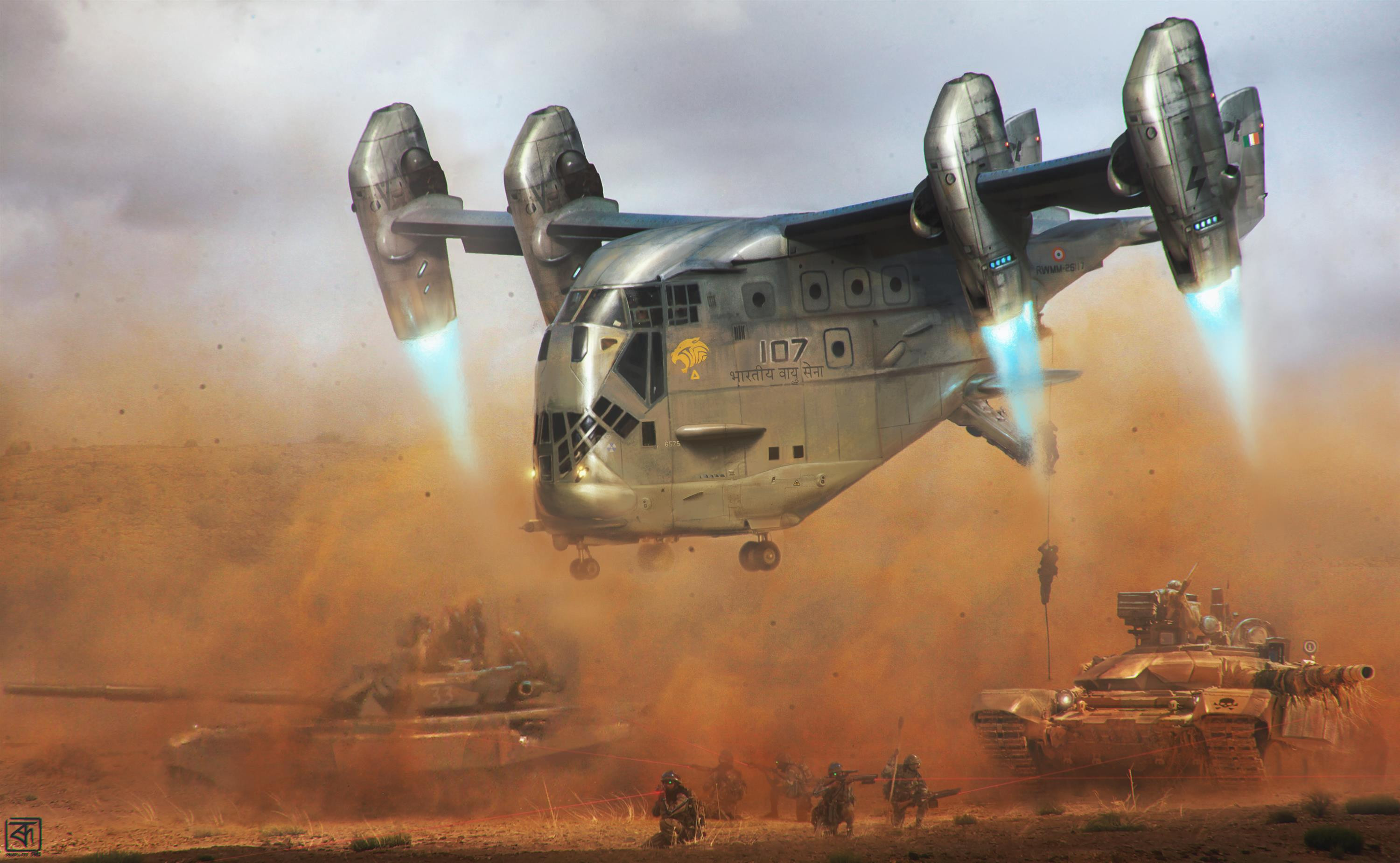 Free download wallpaper Sci Fi, Helicopter, Military, Futuristic, Tank on your PC desktop