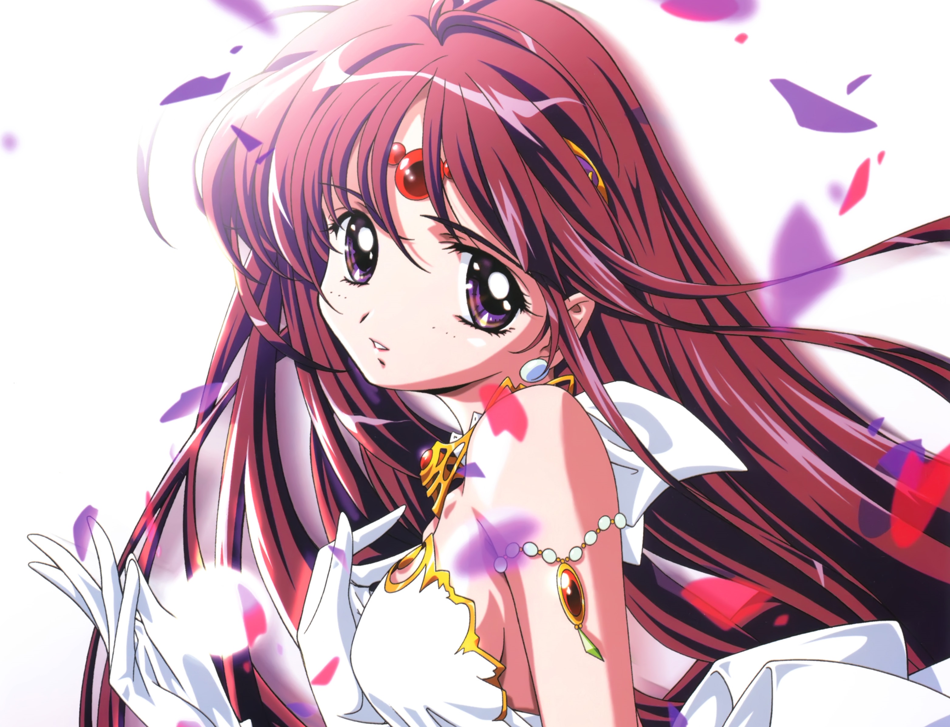 Download mobile wallpaper Anime, Smile, Glove, Original, Long Hair, Brown Hair, Purple Eyes for free.