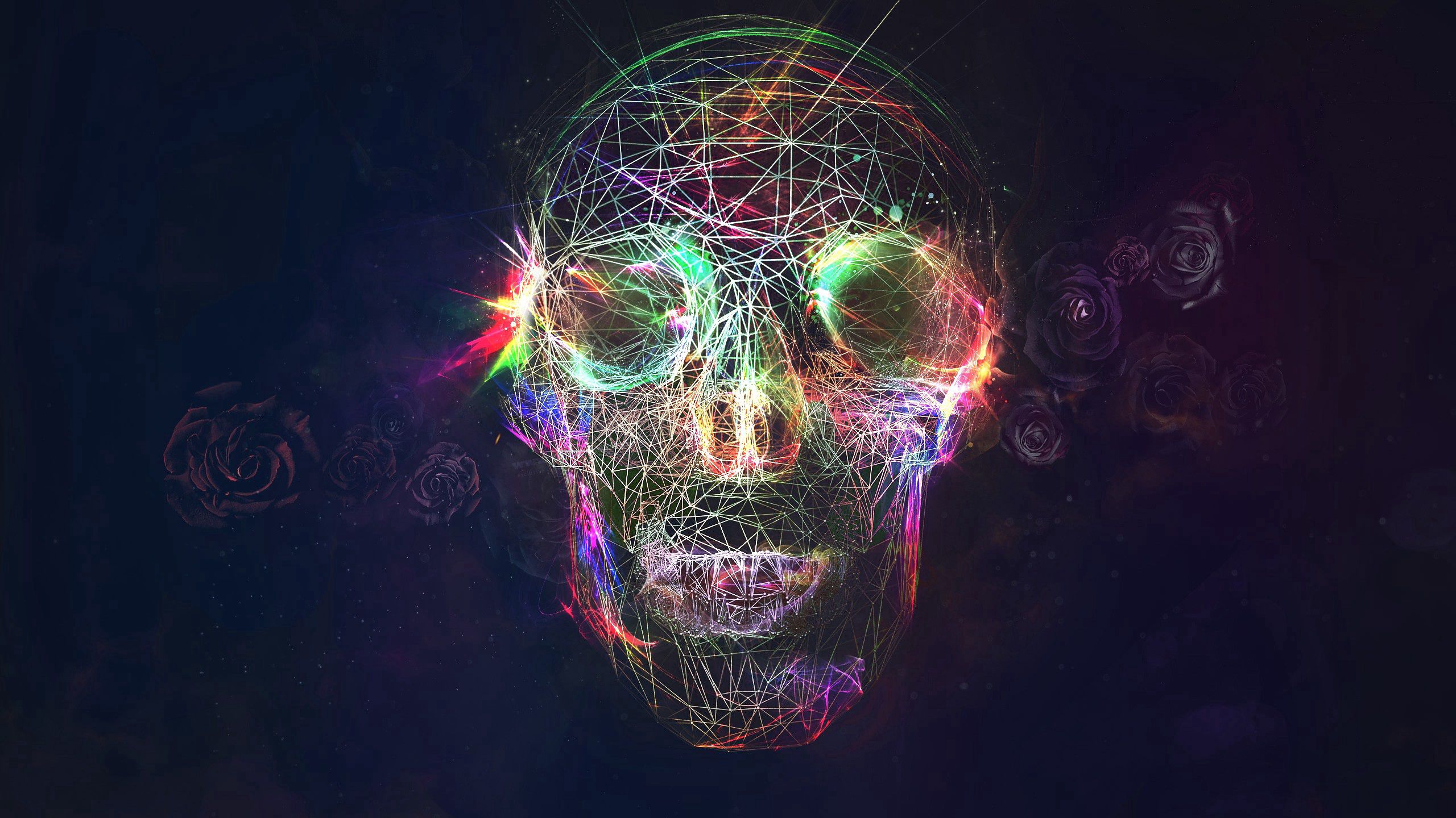 Download mobile wallpaper Bright, Abstract, Skull, Background for free.