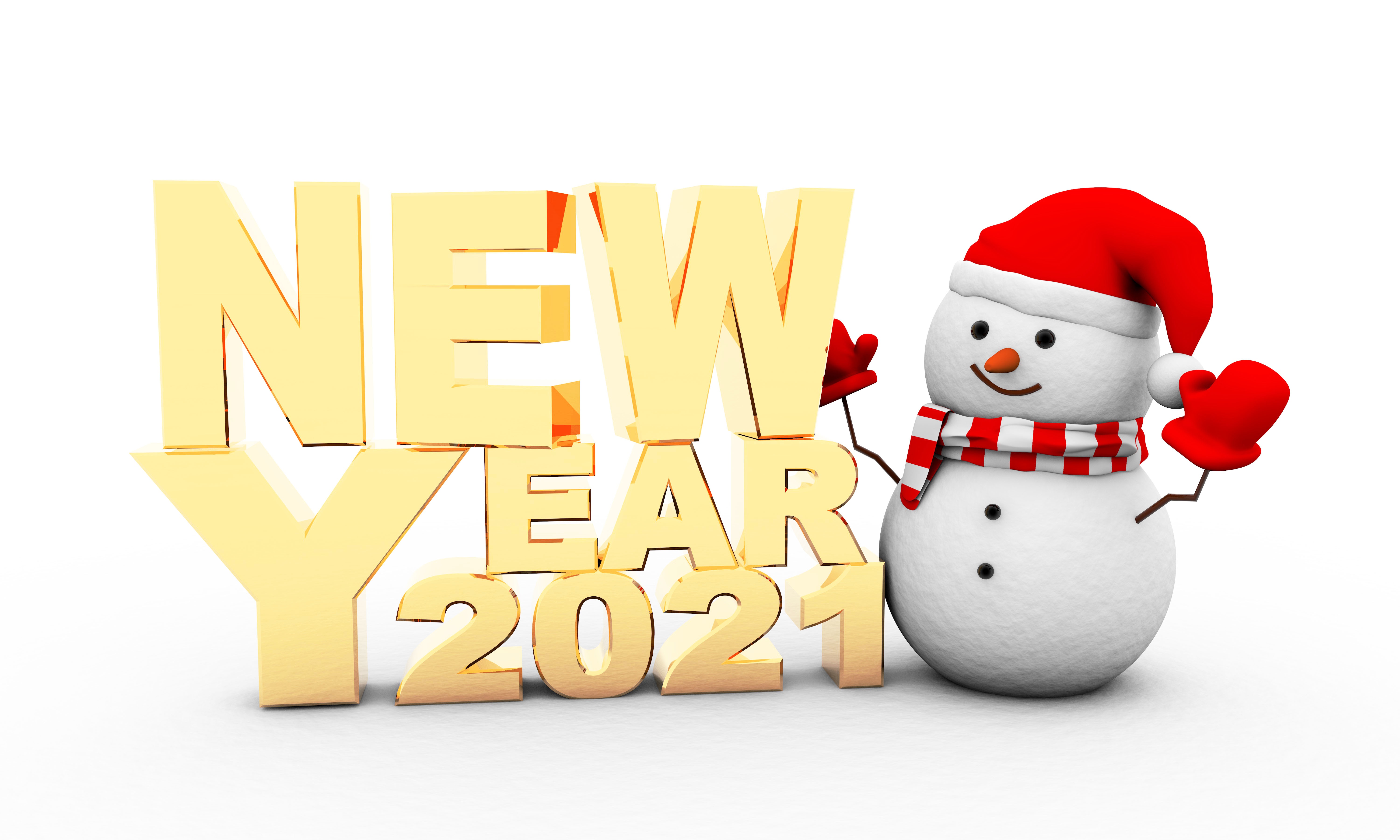 Скачать обои бесплатно Новый Год, Снеговик, Праздничные, Новый Год 2021 картинка на рабочий стол ПК