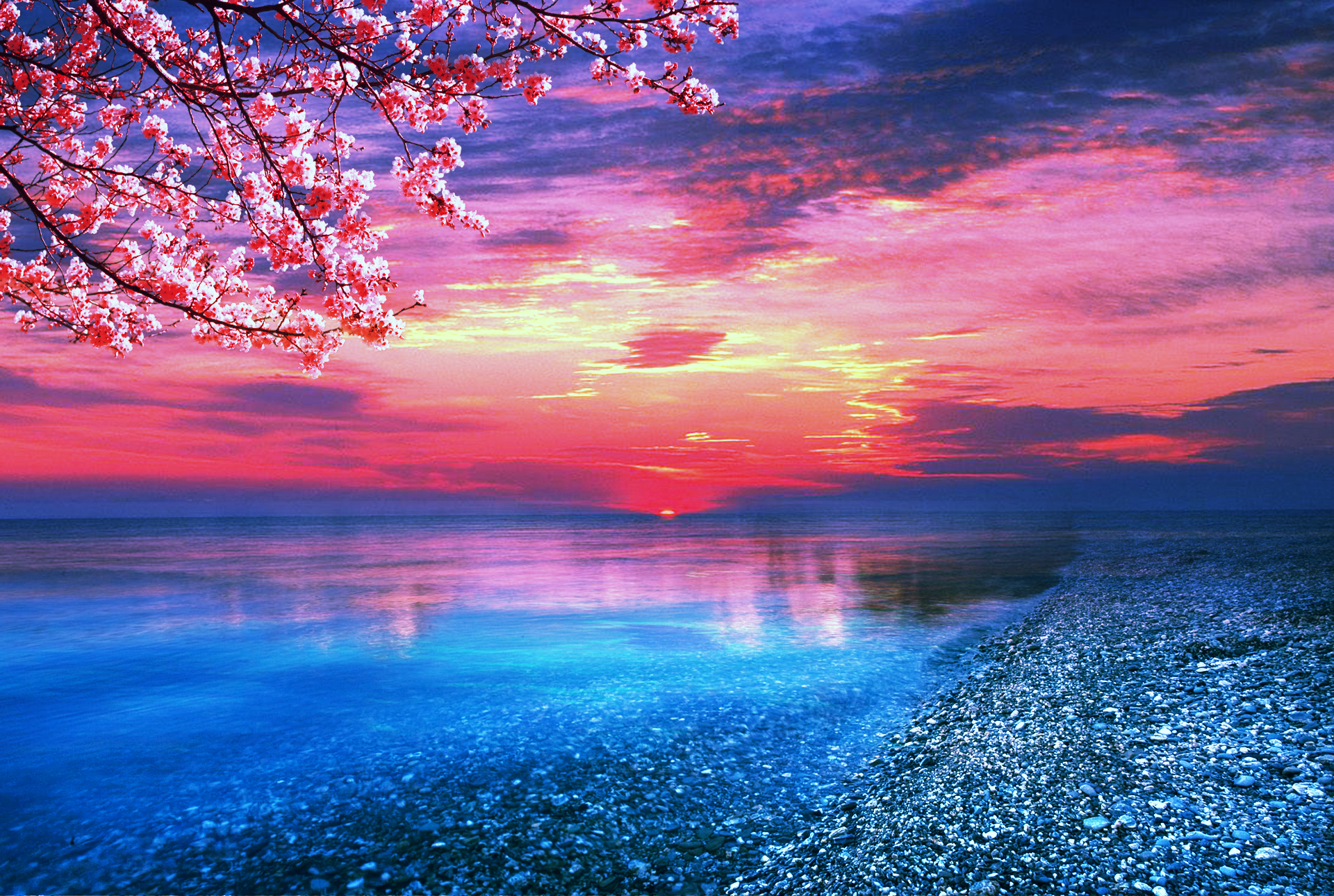 Download mobile wallpaper Sunset, Beach, Ocean, Earth for free.