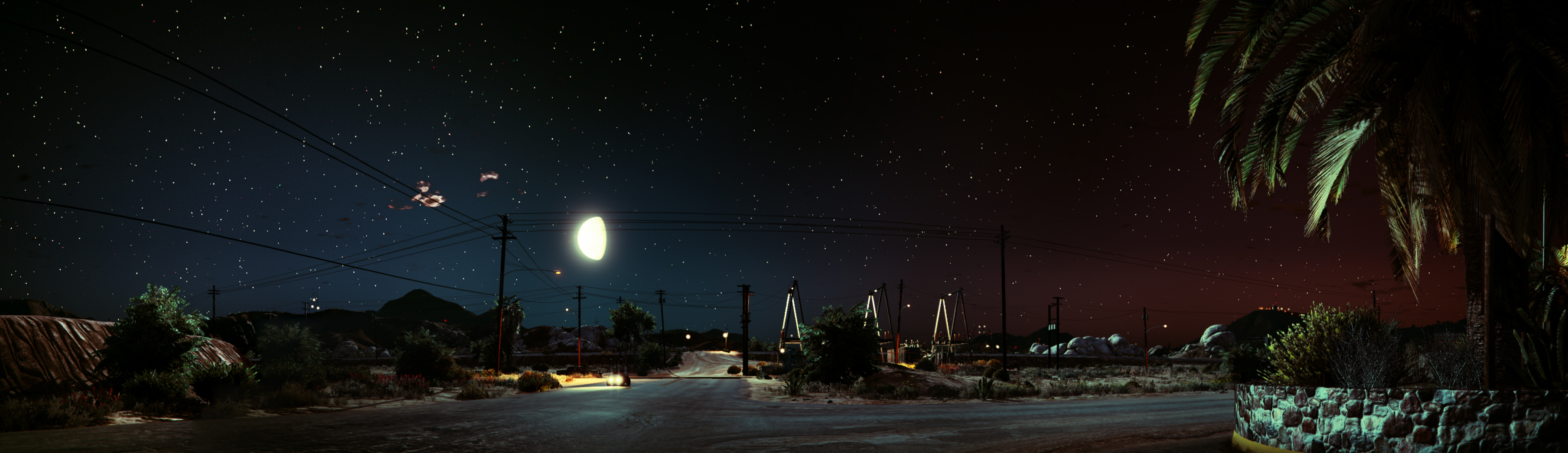 Download mobile wallpaper Sky, Stars, Night, Moon, Road, Video Game, Grand Theft Auto, Grand Theft Auto V for free.