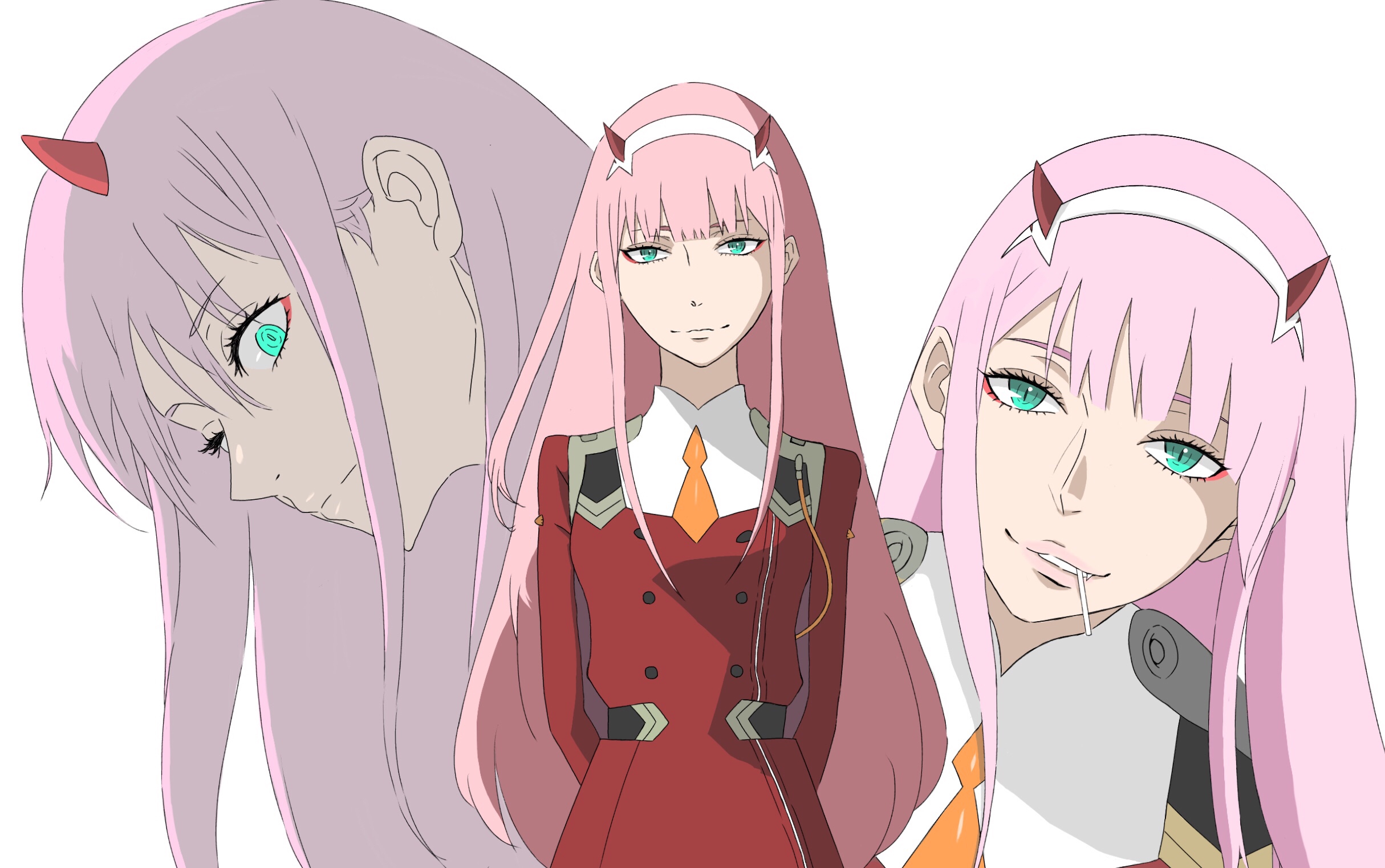 Download mobile wallpaper Anime, Horns, Green Eyes, Pink Hair, Darling In The Franxx, Zero Two (Darling In The Franxx) for free.